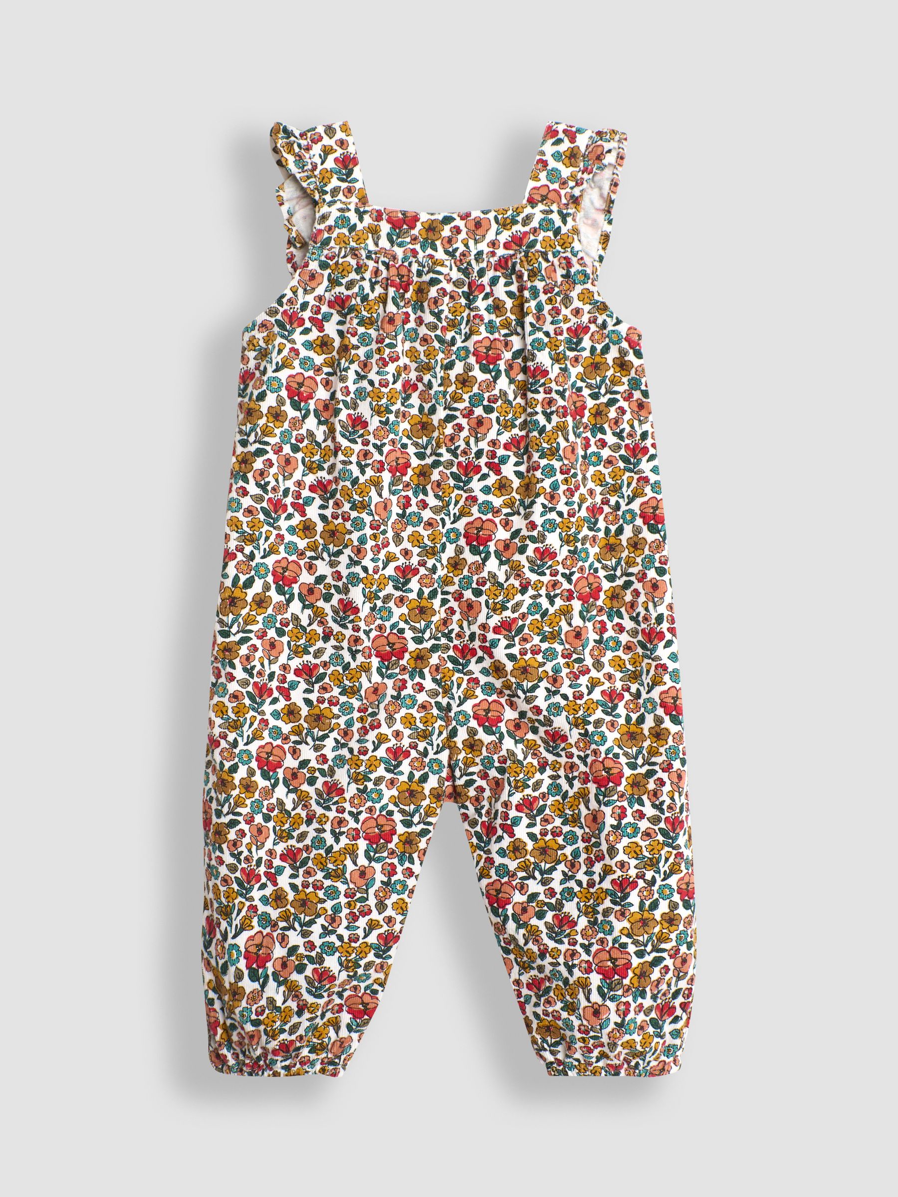 Mustard Yellow Autumn Floral Cord Dungarees & Top Set - Image 3 of 6