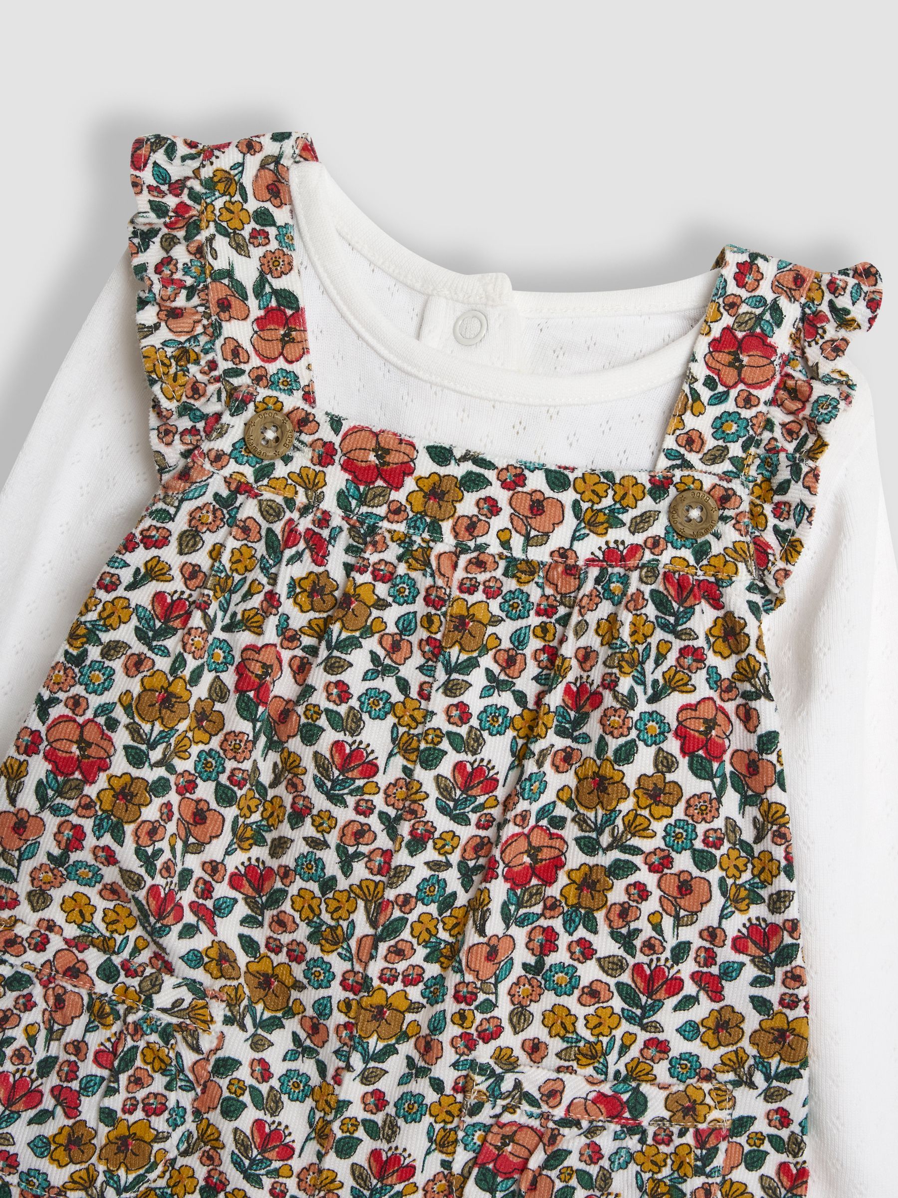 Mustard Yellow Autumn Floral Cord Dungarees & Top Set - Image 6 of 6