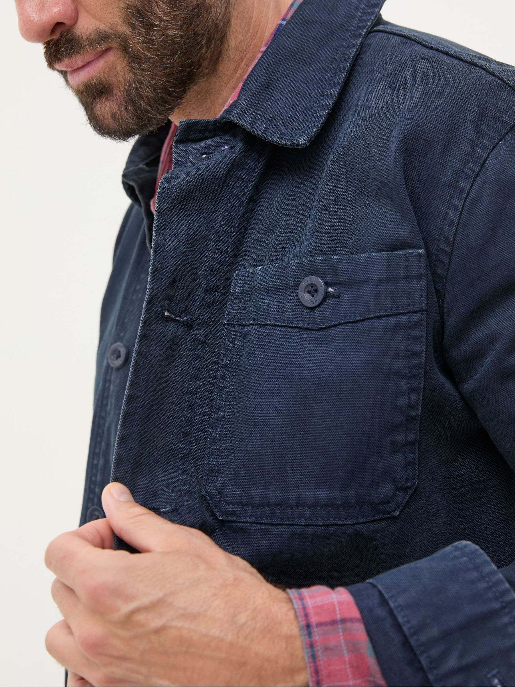Navy Blue Canvas Worker Jacket - Image 4 of 6