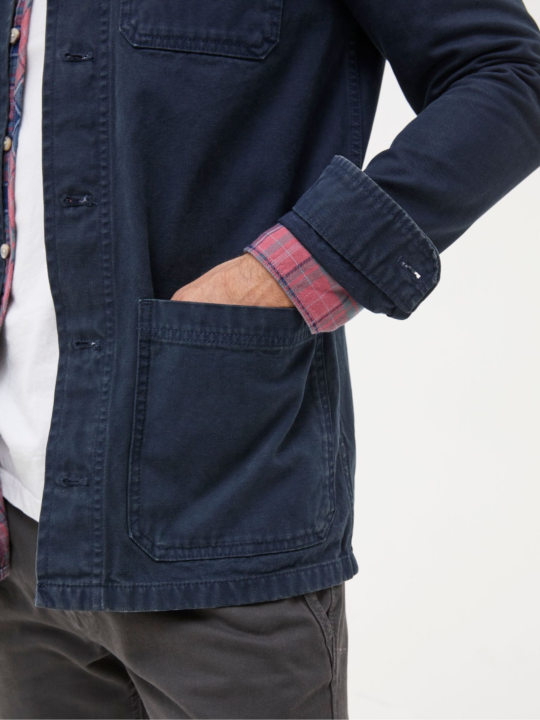 Navy Blue Canvas Worker Jacket - Image 5 of 6