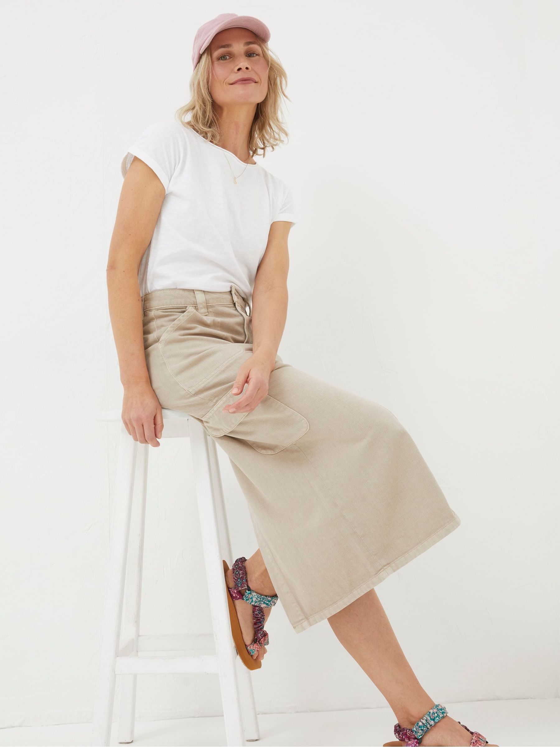 Candace Natural Cargo Midi Skirt - Image 1 of 6