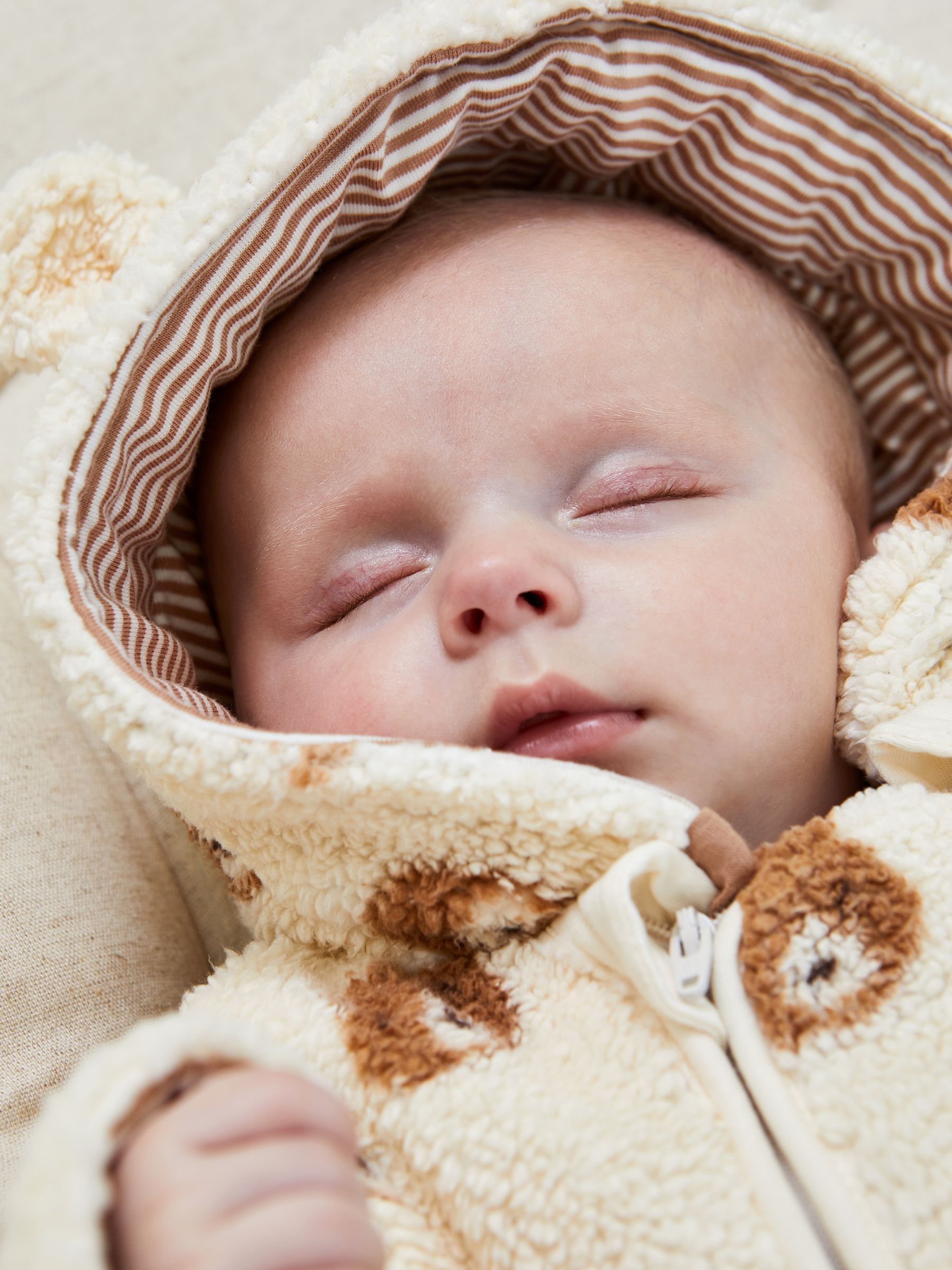 Cream Bear Print Cosy Pramsuit - Image 4 of 7