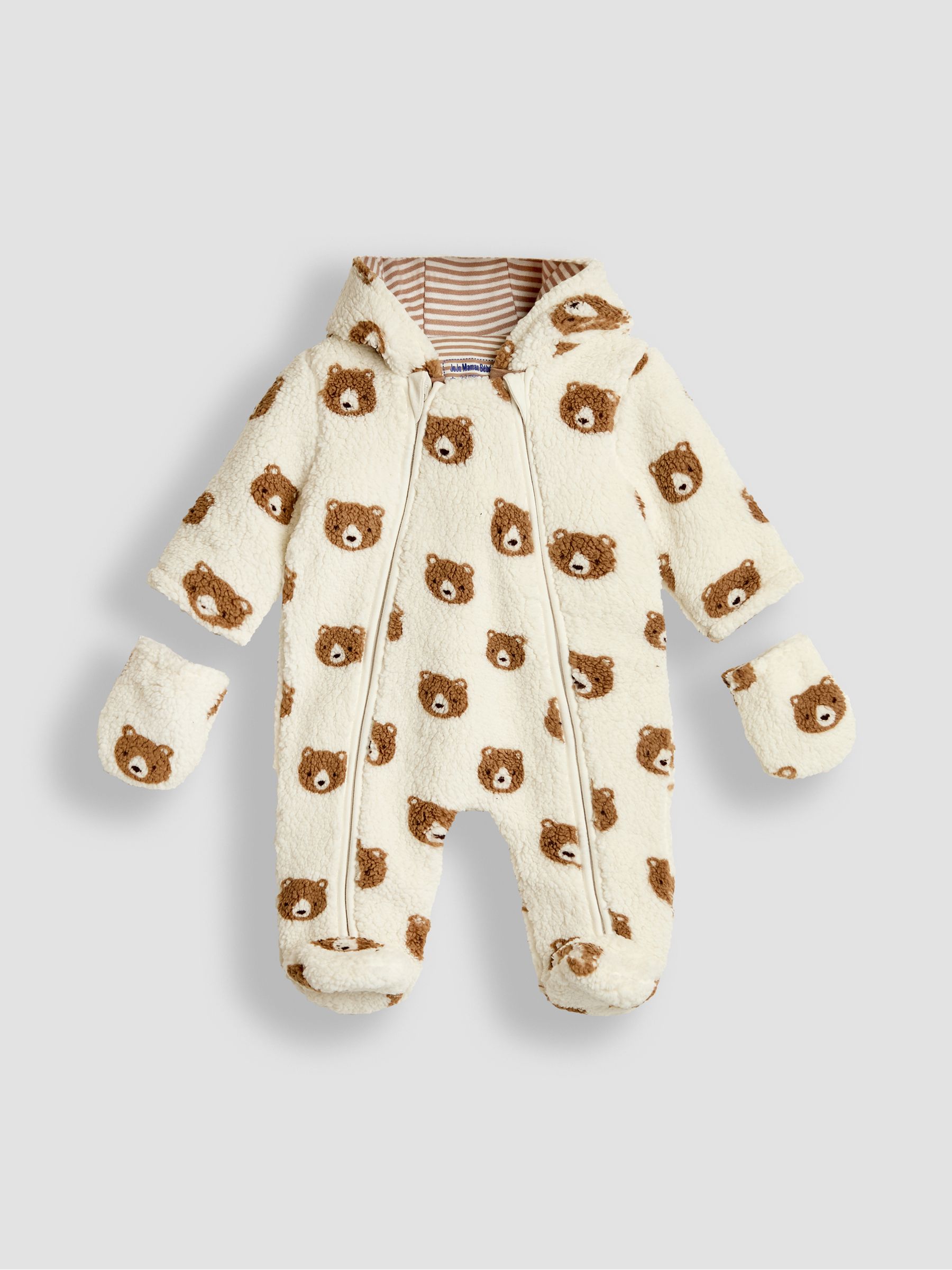 Cream Bear Print Cosy Pramsuit - Image 5 of 7