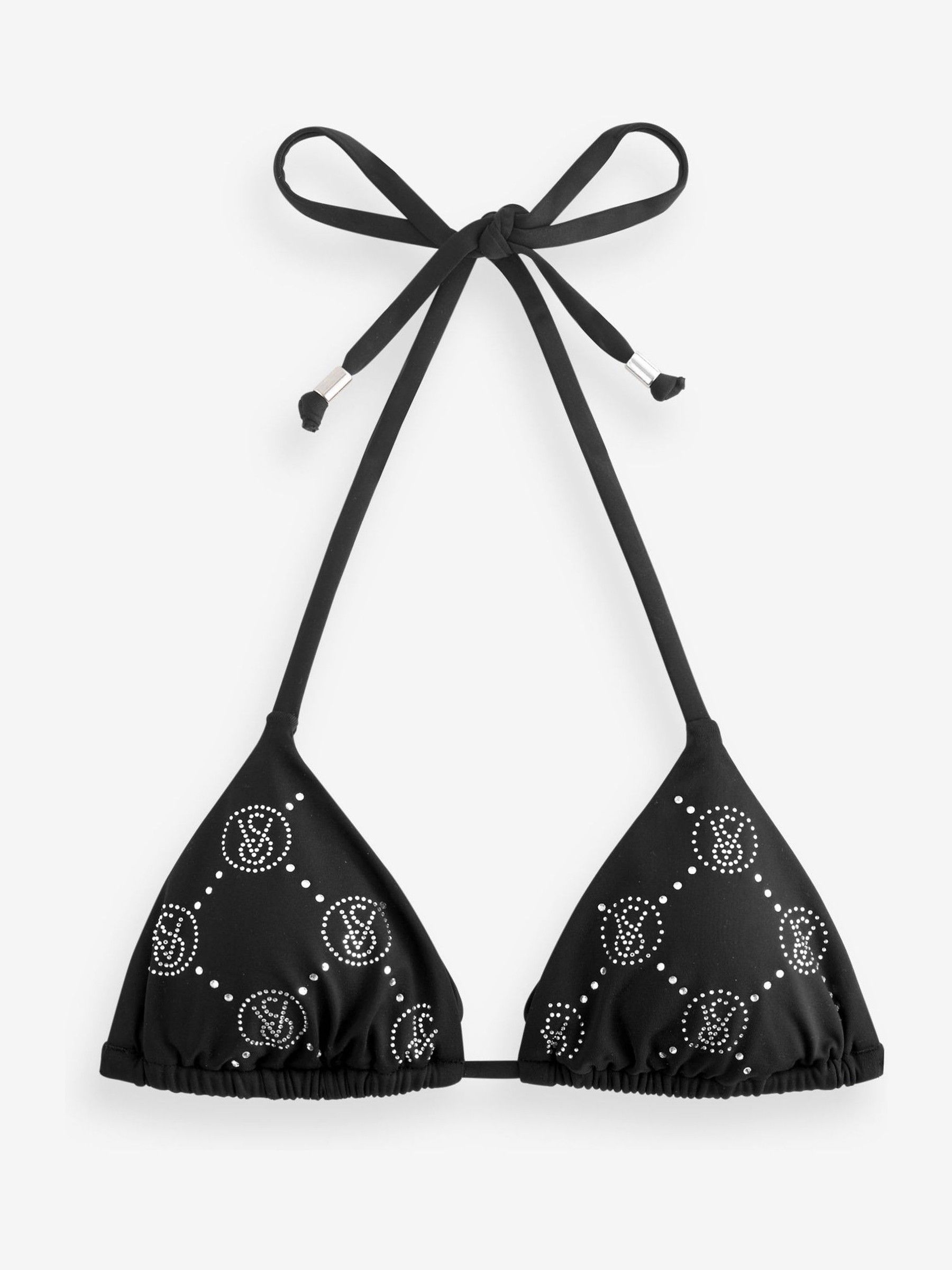 Black Diamanté Monogram Triangle Bikini Top - Image 9 of 9