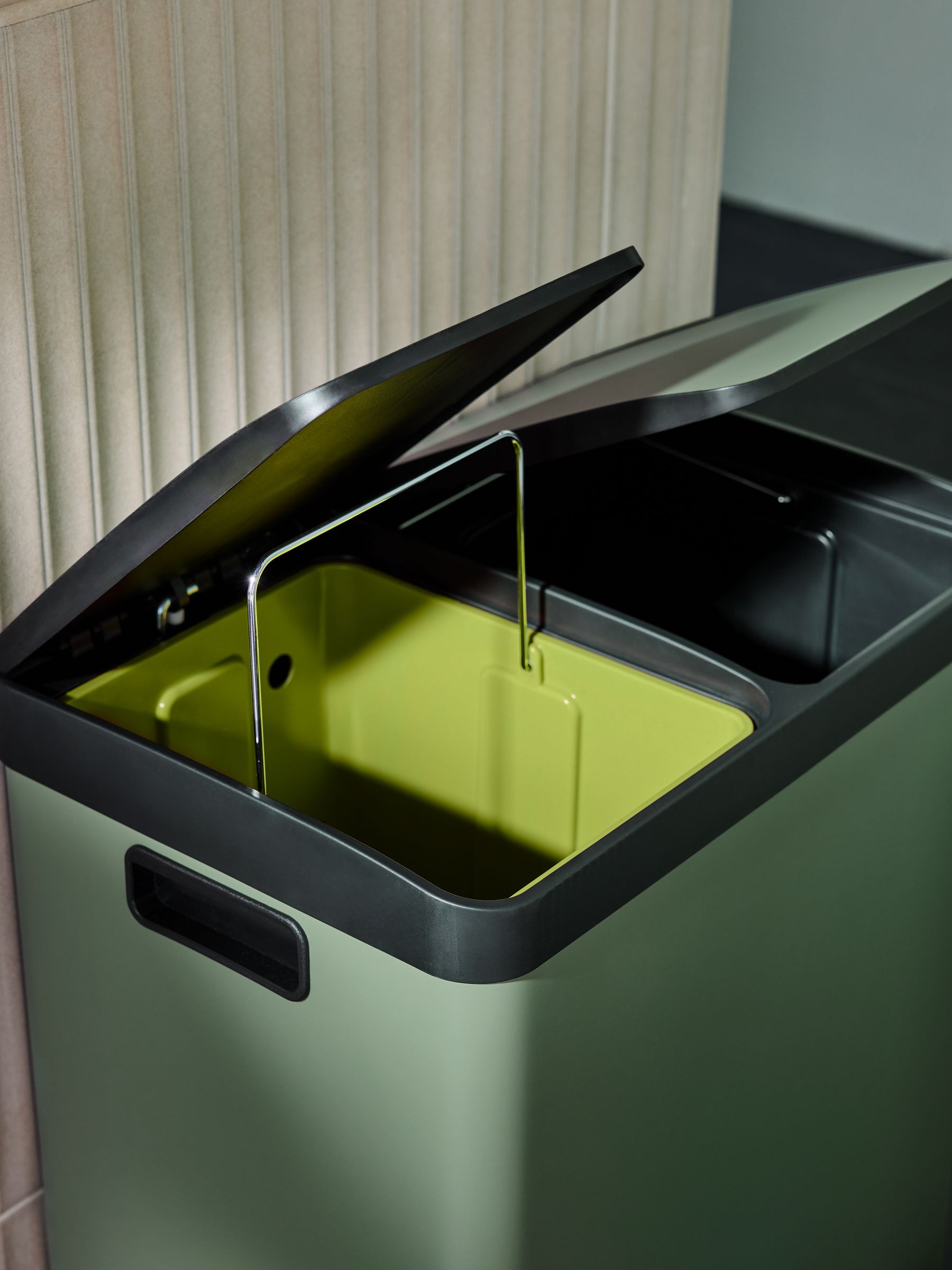 2 Section 60 Litre Recycling and Waste Colter Bin in Green - Image 4 of 6