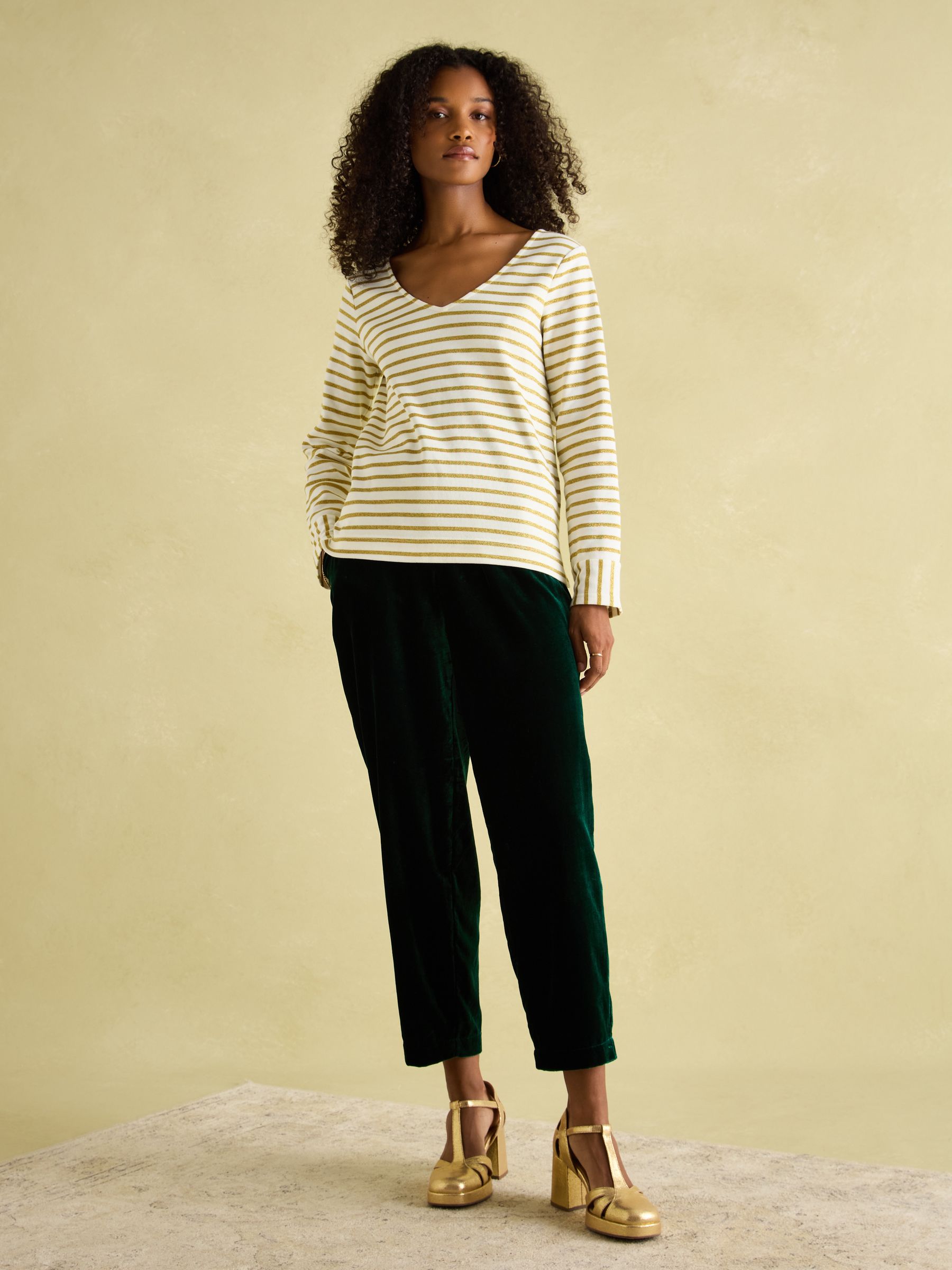 Harbour Cream/Gold V-Neck Jersey Top - Image 3 of 6
