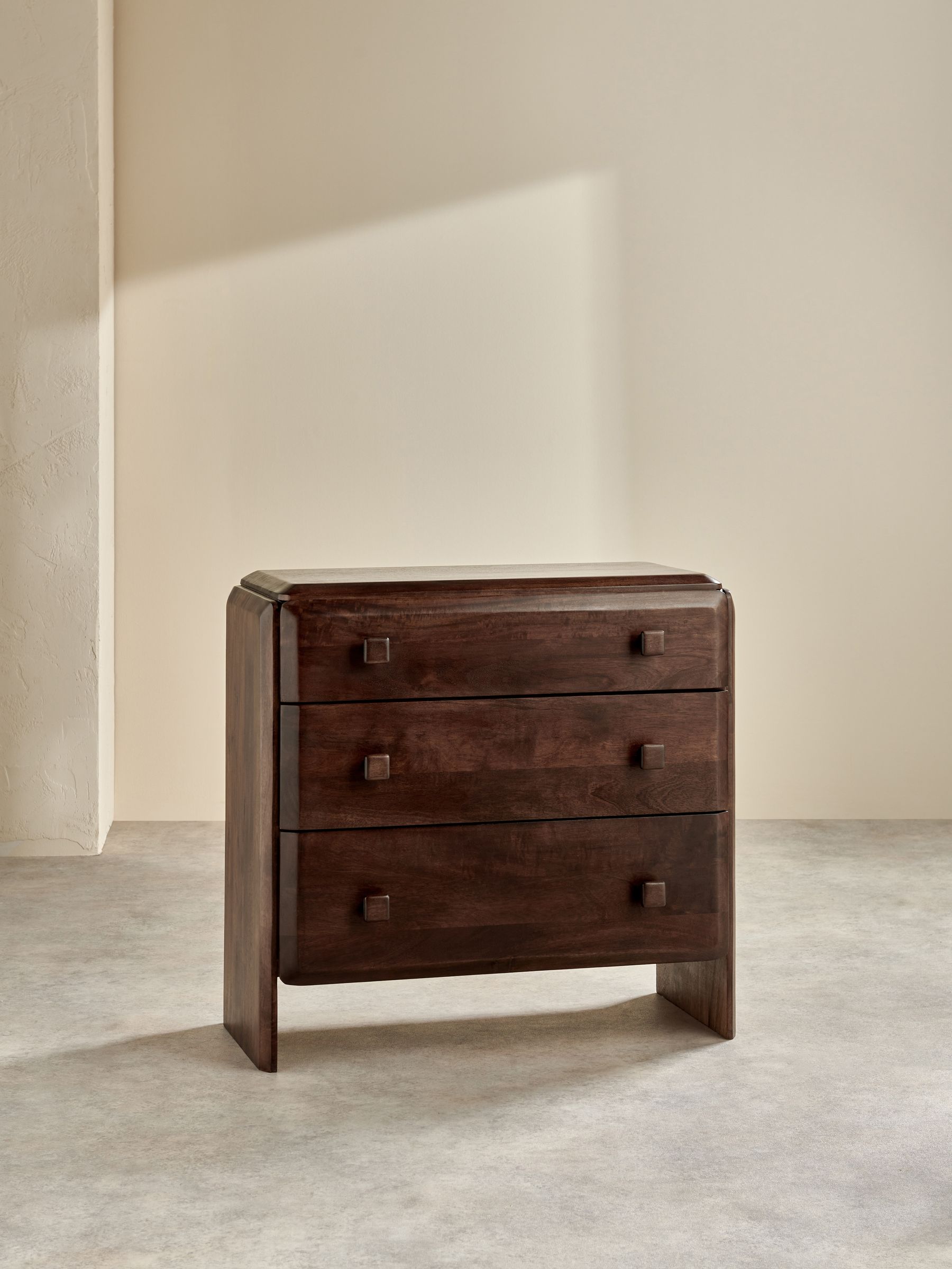 Payton Mango Wood 3 Drawer Chest of Drawers in Brown - Image 4 of 6