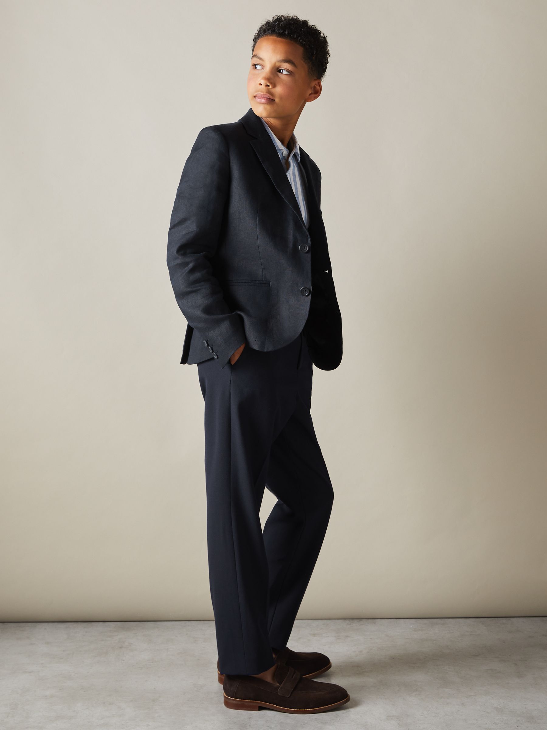 3-9 yrs Elasticated Waist Trousers in Navy - Image 1 of 4