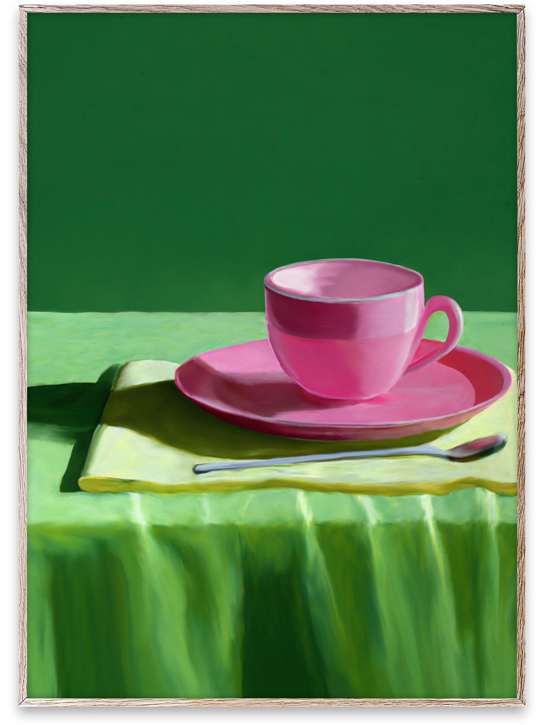 Paper Collective Green Still Here Framed Wall Art Print in Natural Oak Frame - Image 1 of 4