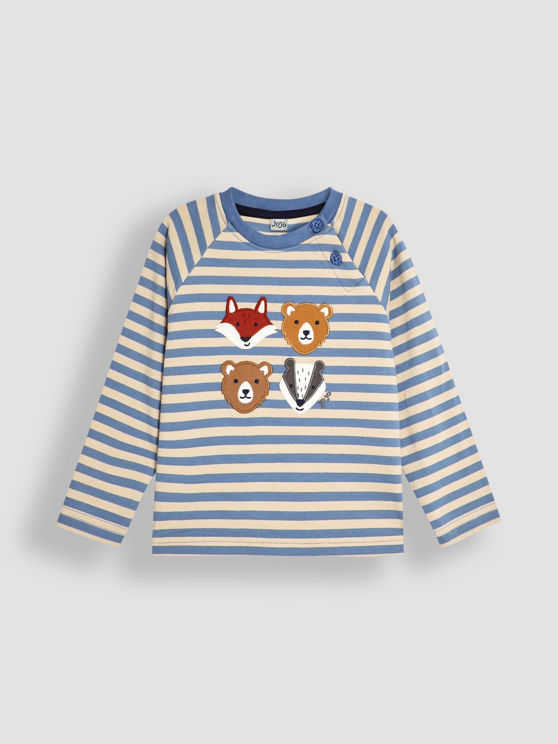 Blue Stripe Woodland Friends Appliqué Top - Image 1 of 3
