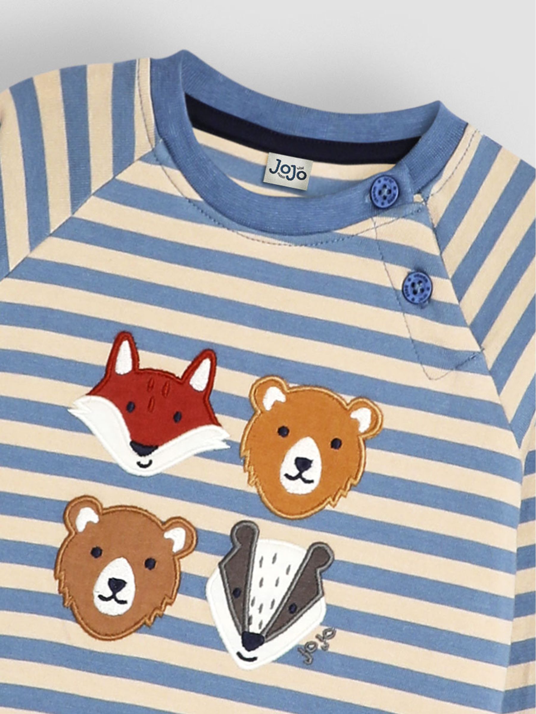Blue Stripe Woodland Friends Appliqué Top - Image 3 of 3