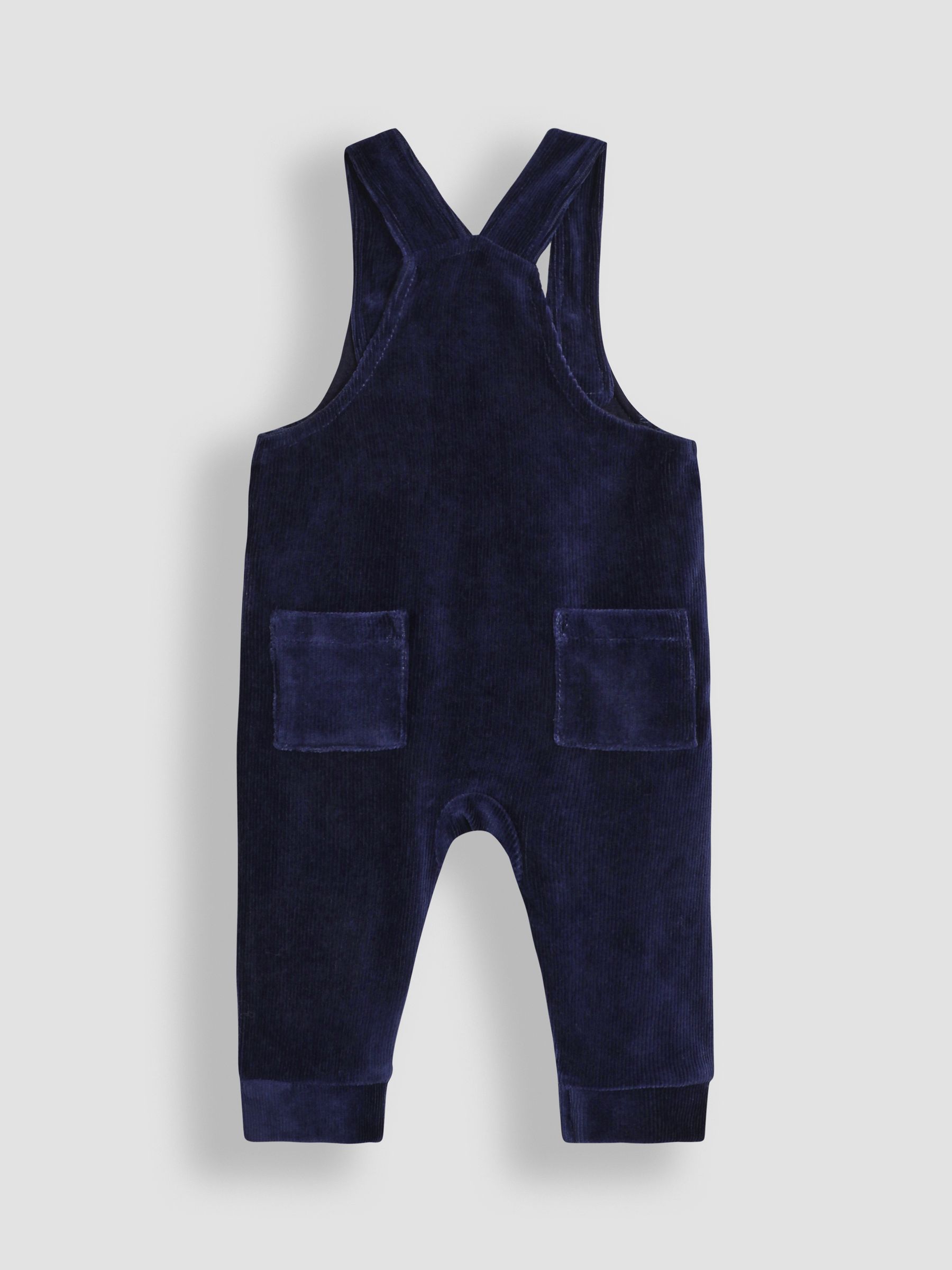 Navy Blue Highland Cow Appliqué Velour Dungarees And Top Set - Image 3 of 6