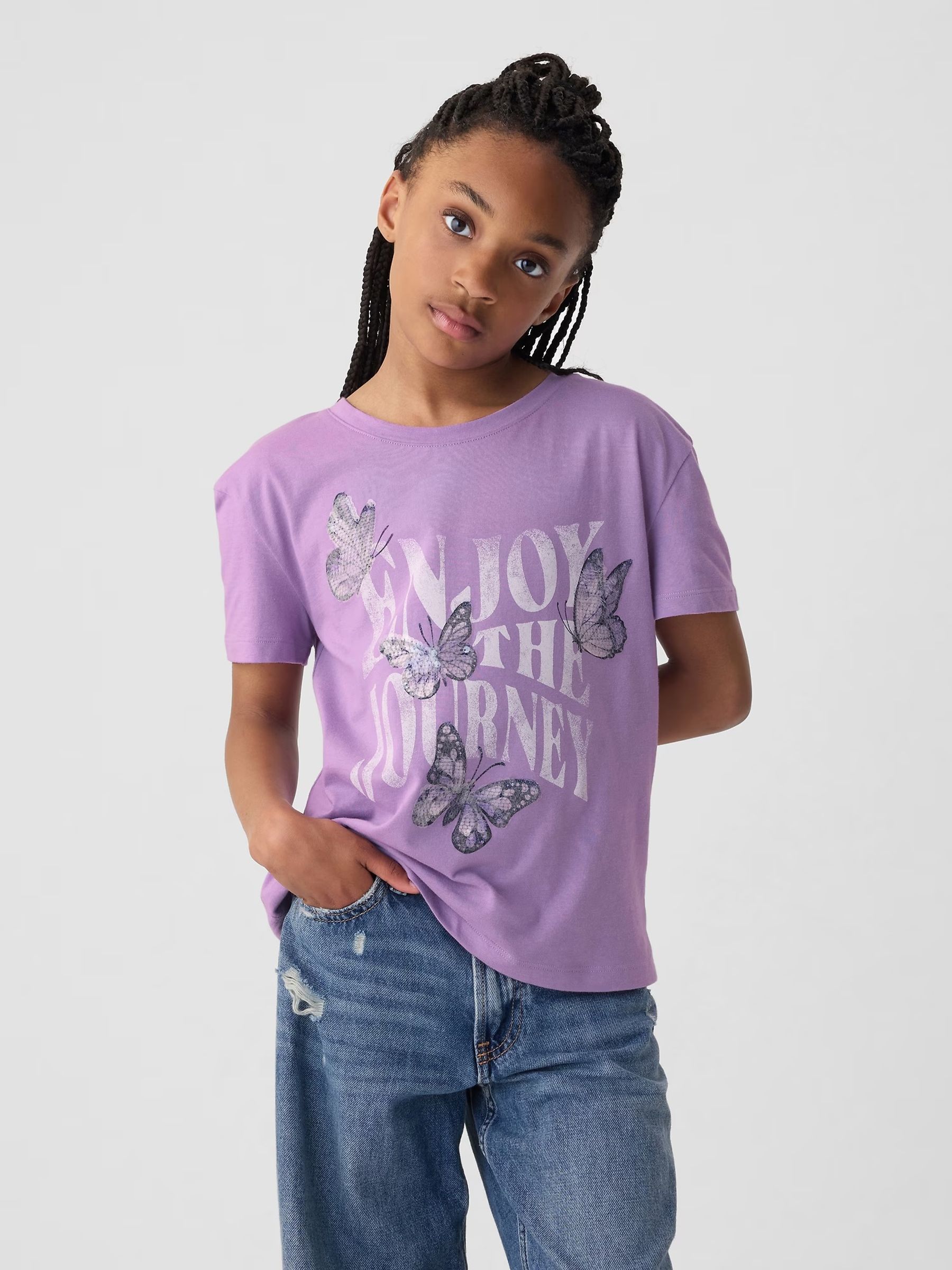 Purple Sequin Graphic Short Sleeve Crew Neck T-Shirt (4-13yrs) - Image 1 of 1