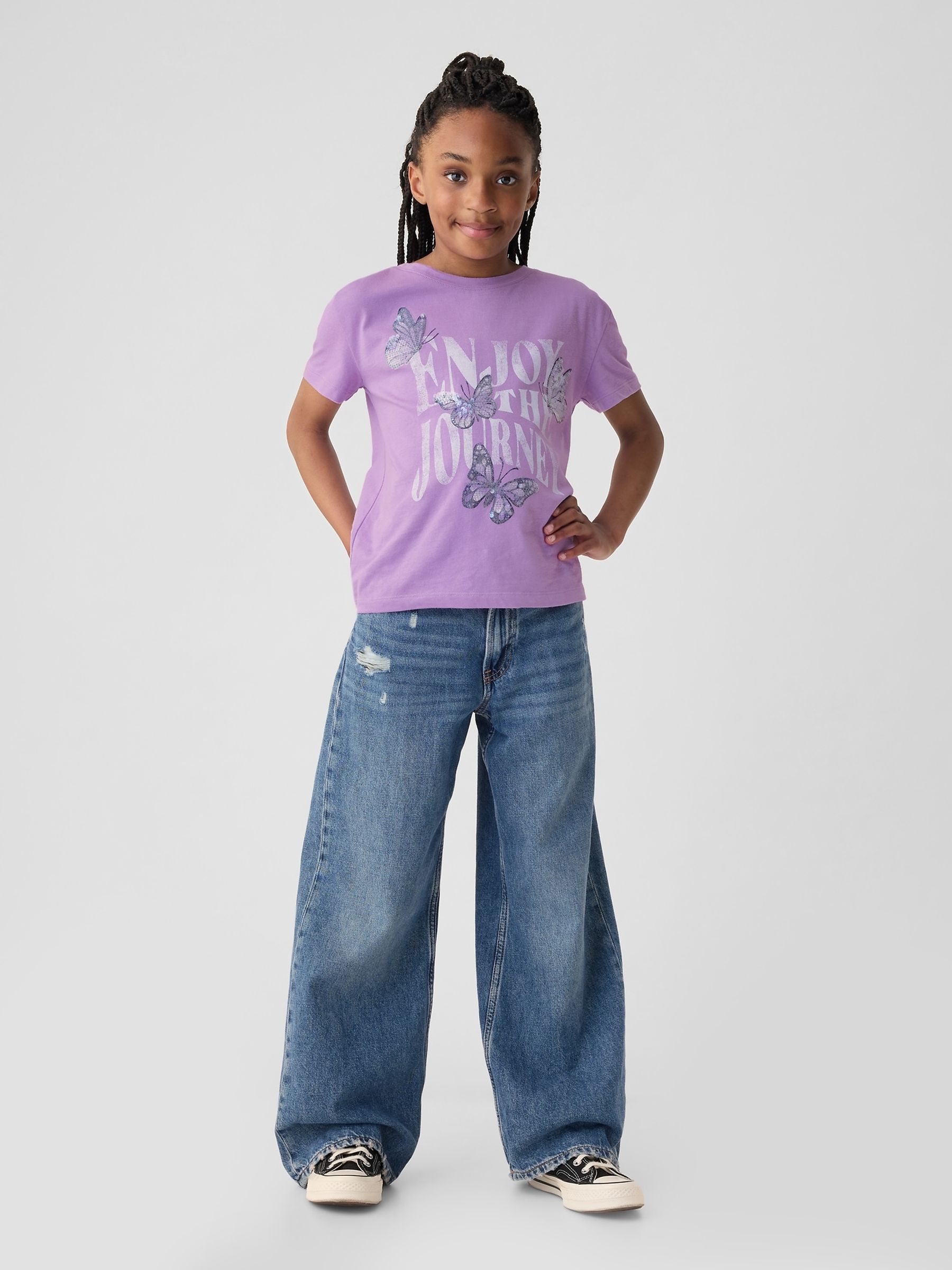 Purple Sequin Graphic Short Sleeve Crew Neck T-Shirt (4-13yrs) - Image 3 of 3