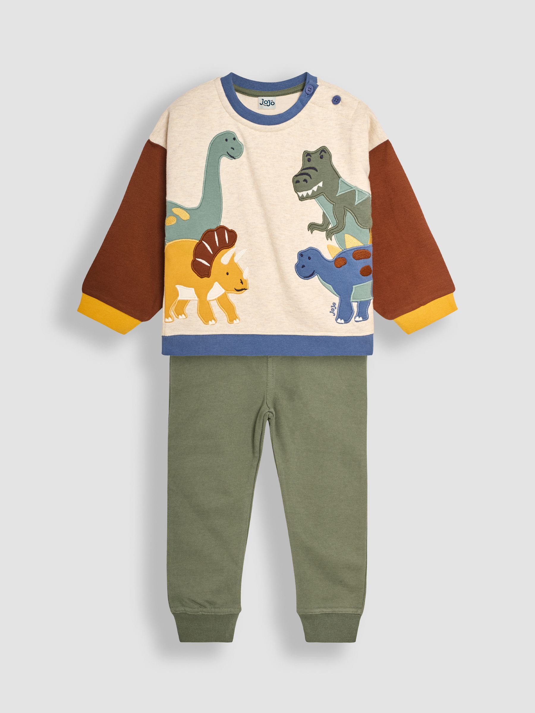 Natural Dinosaur Applique Sweatshirt & Jogger Set - Image 1 of 6