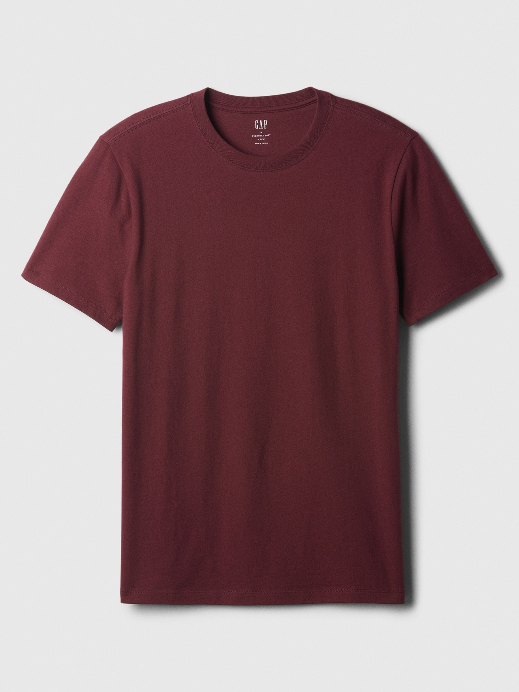 Burgundy Red Short Sleeve Everyday 100% Cotton Crew Neck Long Sleeve T-Shirt - Image 4 of 4