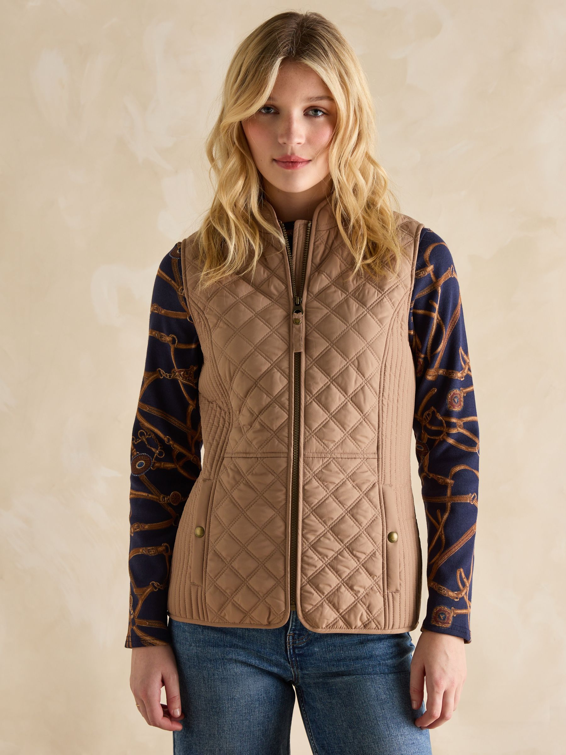 Minx Brown Showerproof Diamond Quilted Gilet - Image 1 of 8