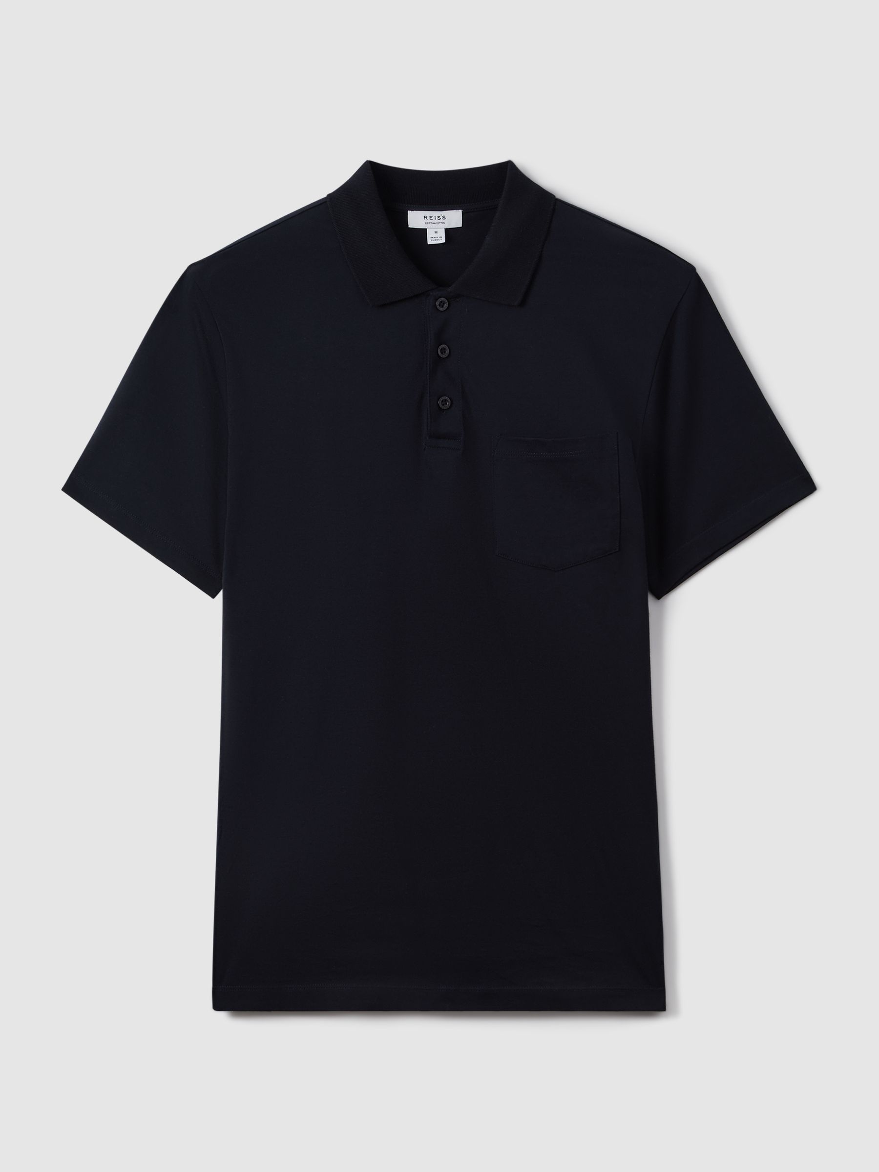 Mercerised Cotton Polo Shirt in Navy - Image 2 of 7