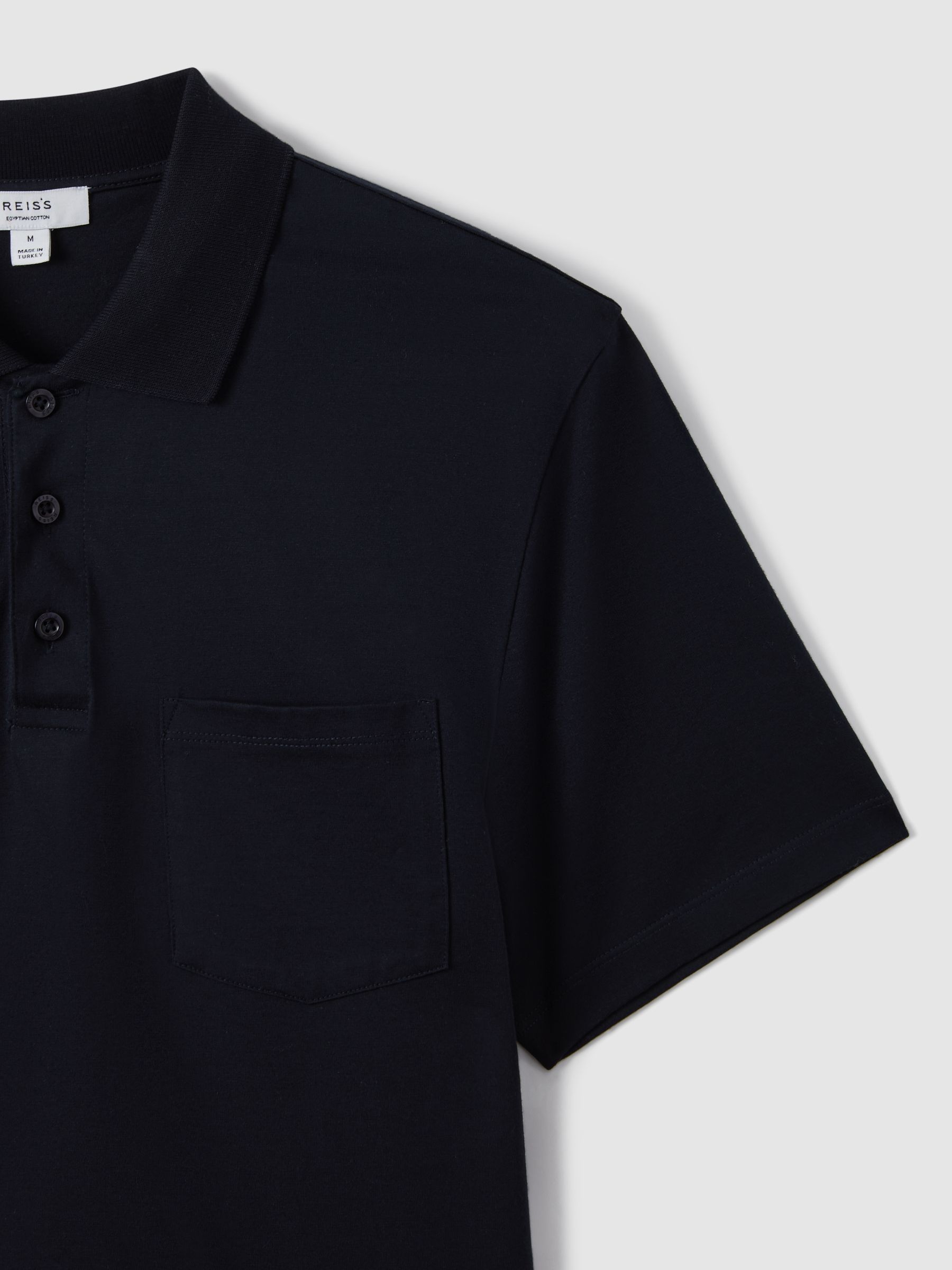 Mercerised Cotton Polo Shirt in Navy - Image 5 of 7