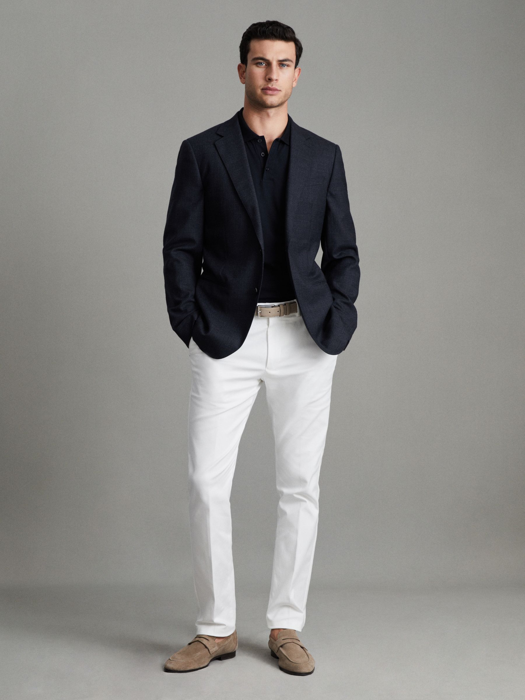 Mercerised Cotton Polo Shirt in Navy - Image 7 of 7