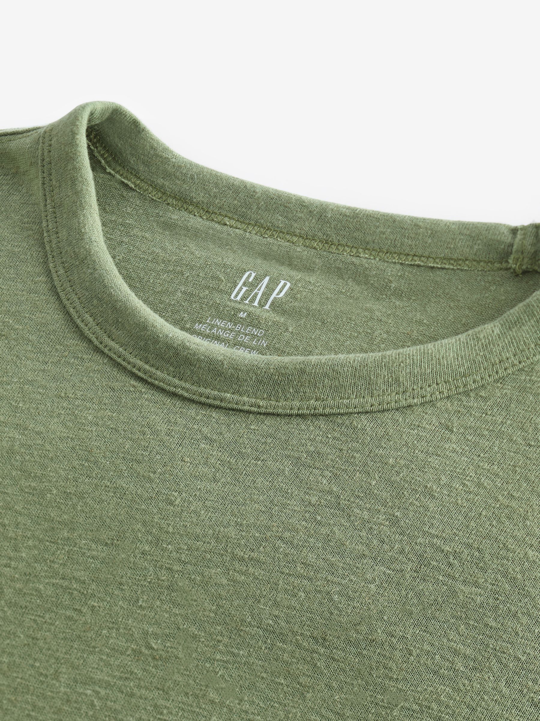 Green Linen Blend Short Sleeve T-Shirt - Image 3 of 3