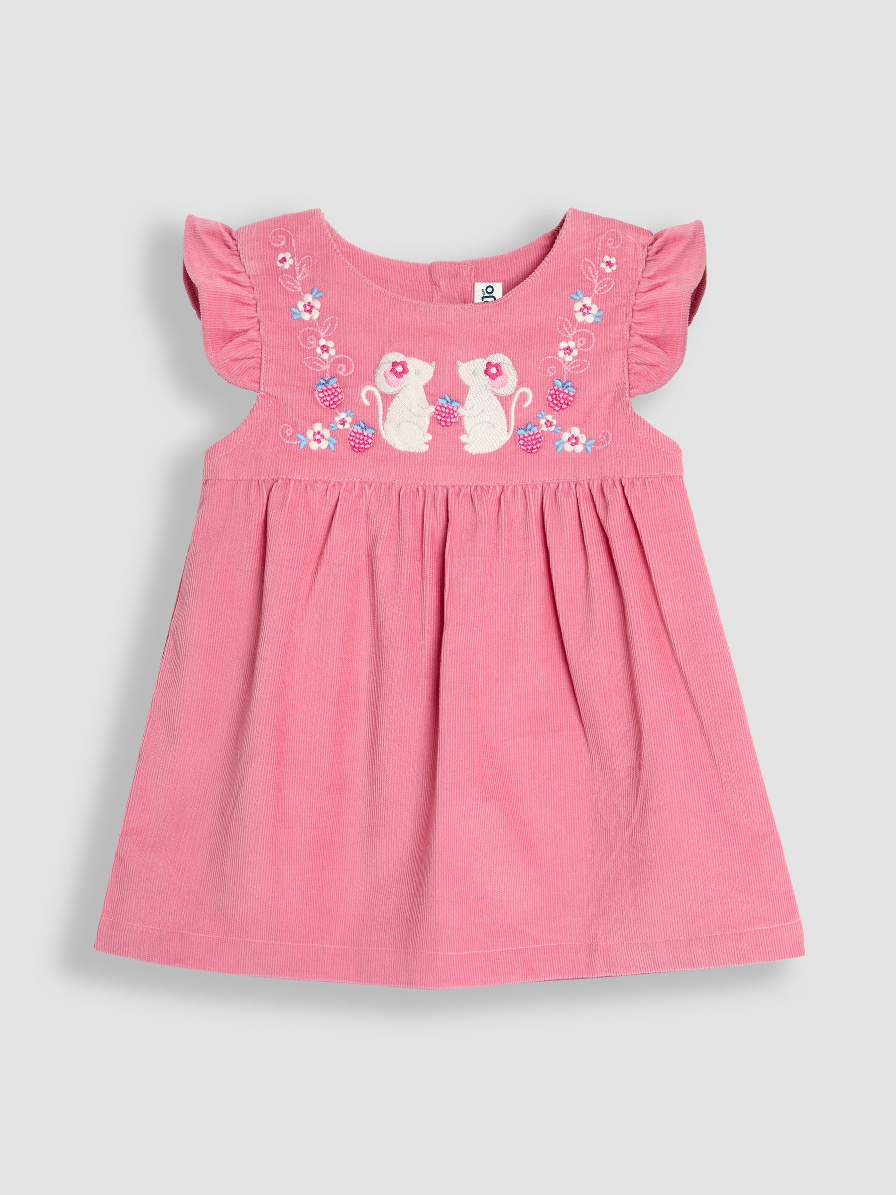 Rose Pink Mouse Cord Embroidered Baby Dress & Body Set - Image 2 of 6