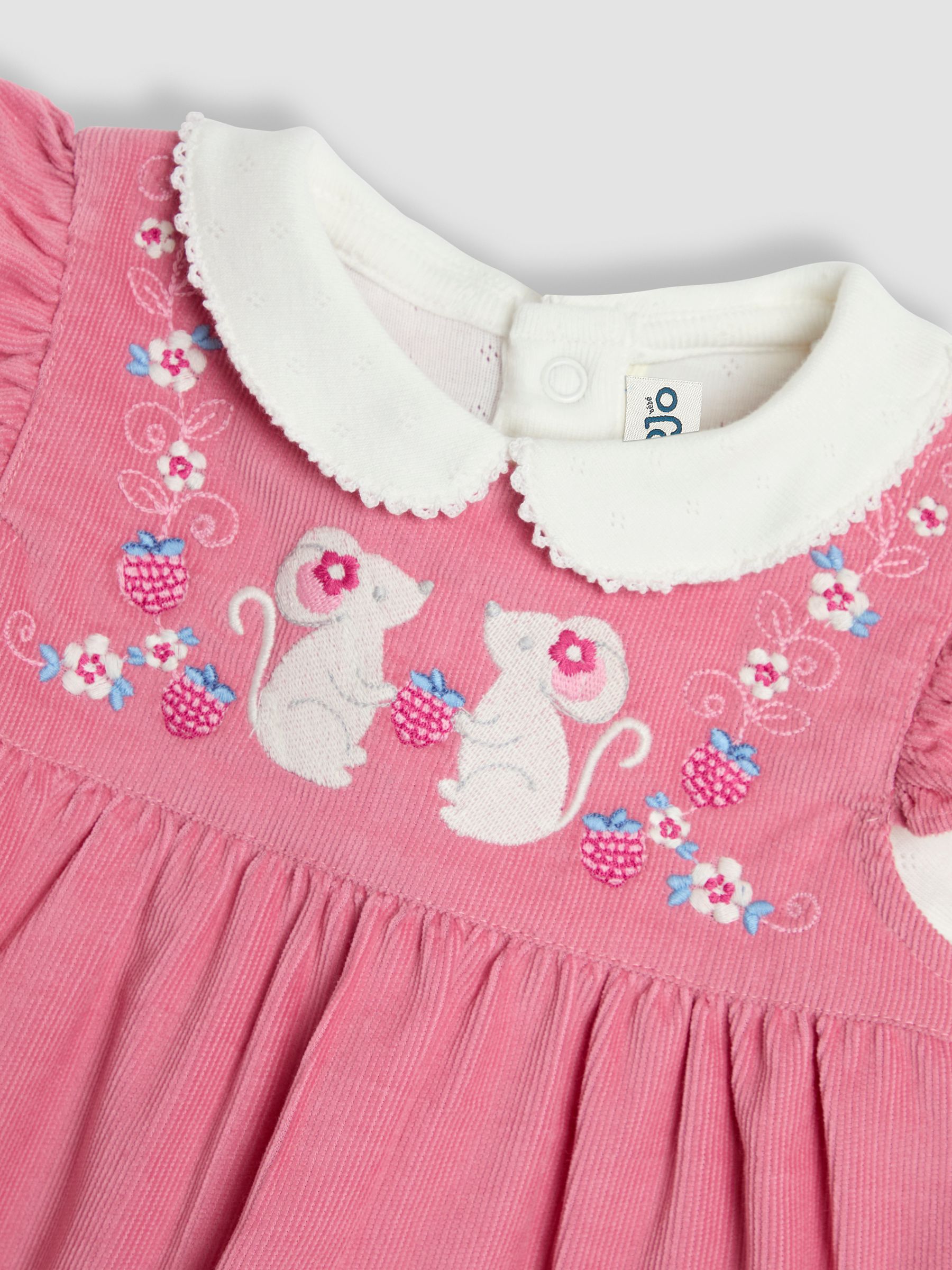 Rose Pink Mouse Cord Embroidered Baby Dress & Body Set - Image 6 of 6
