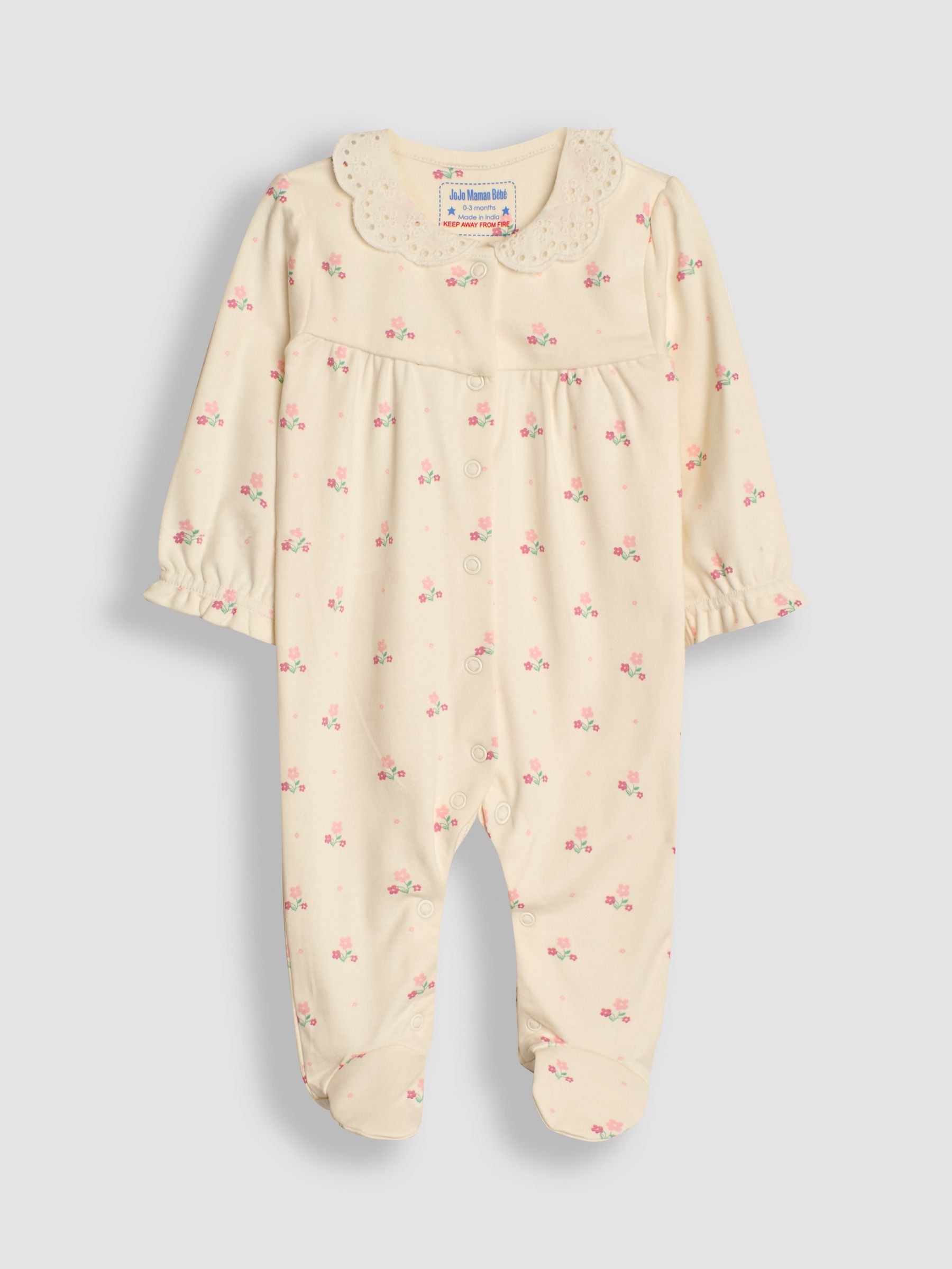White Floral Pretty Printed Collar Sleepsuit - Image 5 of 7