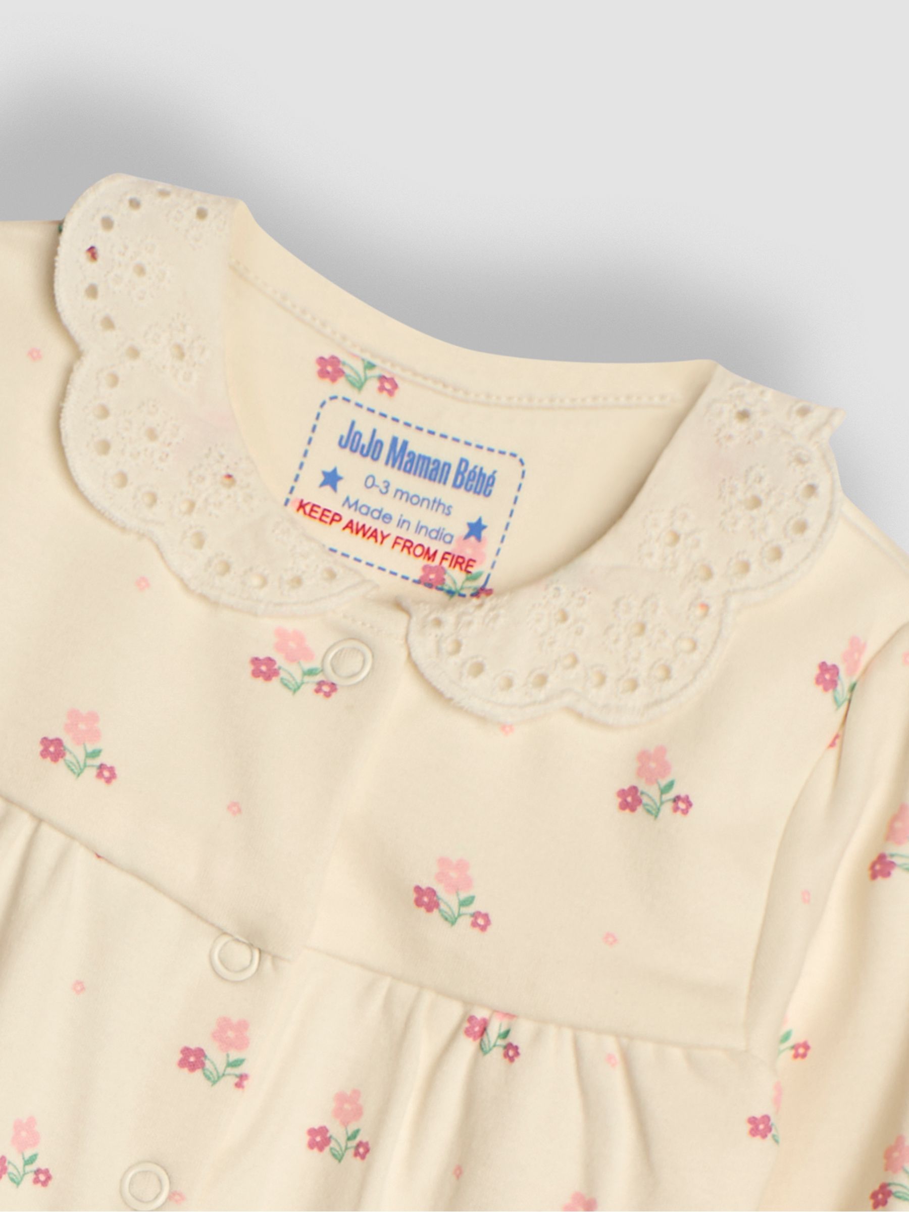 White Floral Pretty Printed Collar Sleepsuit - Image 7 of 7