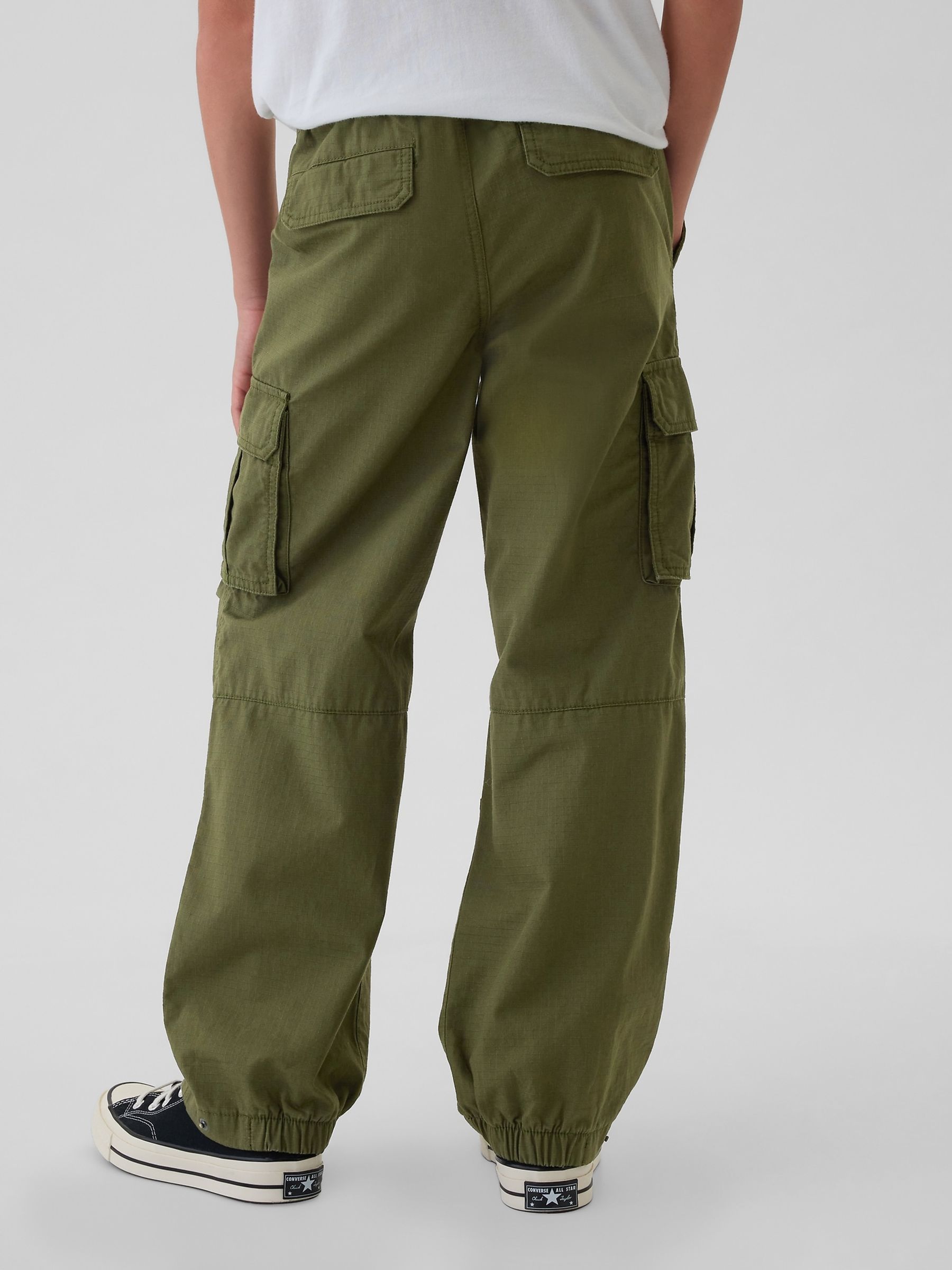 Green Poplin Cargo Trousers (4-13yrs) - Image 2 of 3