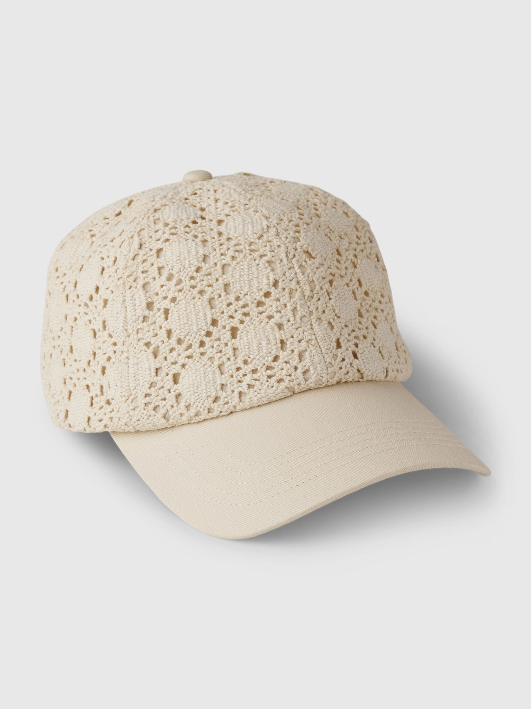 Cream Adults Crochet Baseball Hat - Image 1 of 2