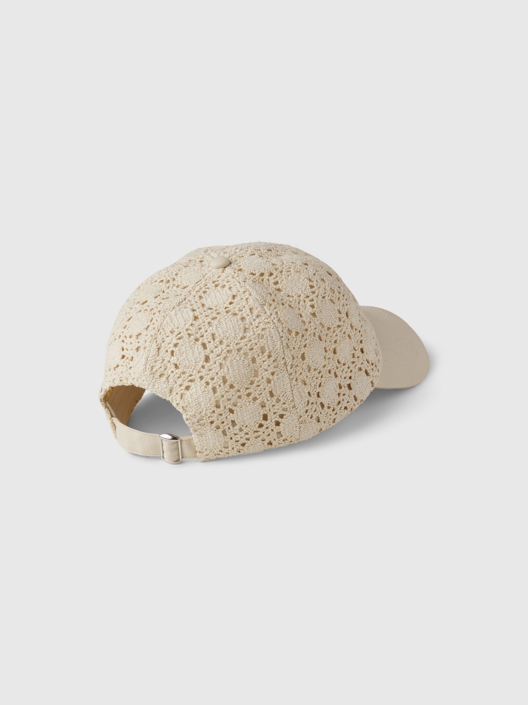 Cream Adults Crochet Baseball Hat - Image 2 of 2