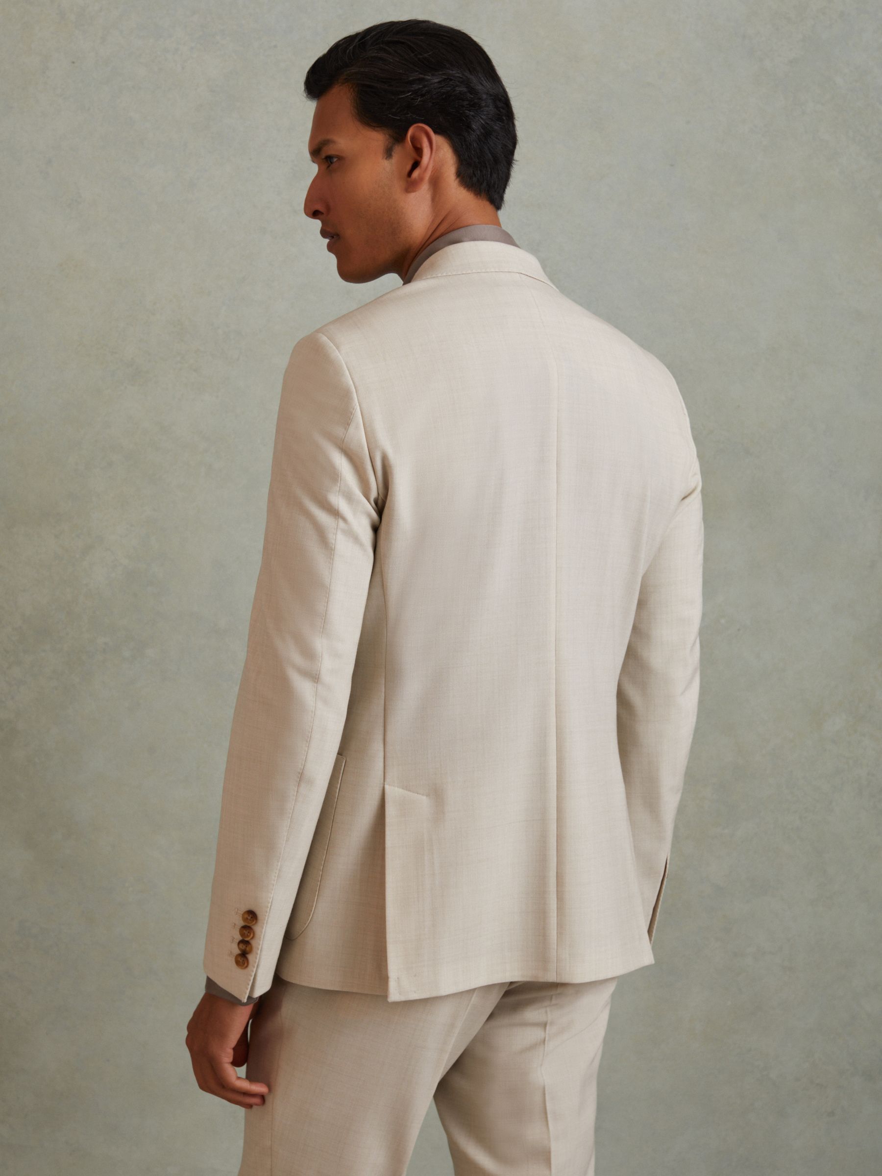 Double-Breasted Textured Blazer With Wool in Stone - Image 4 of 6