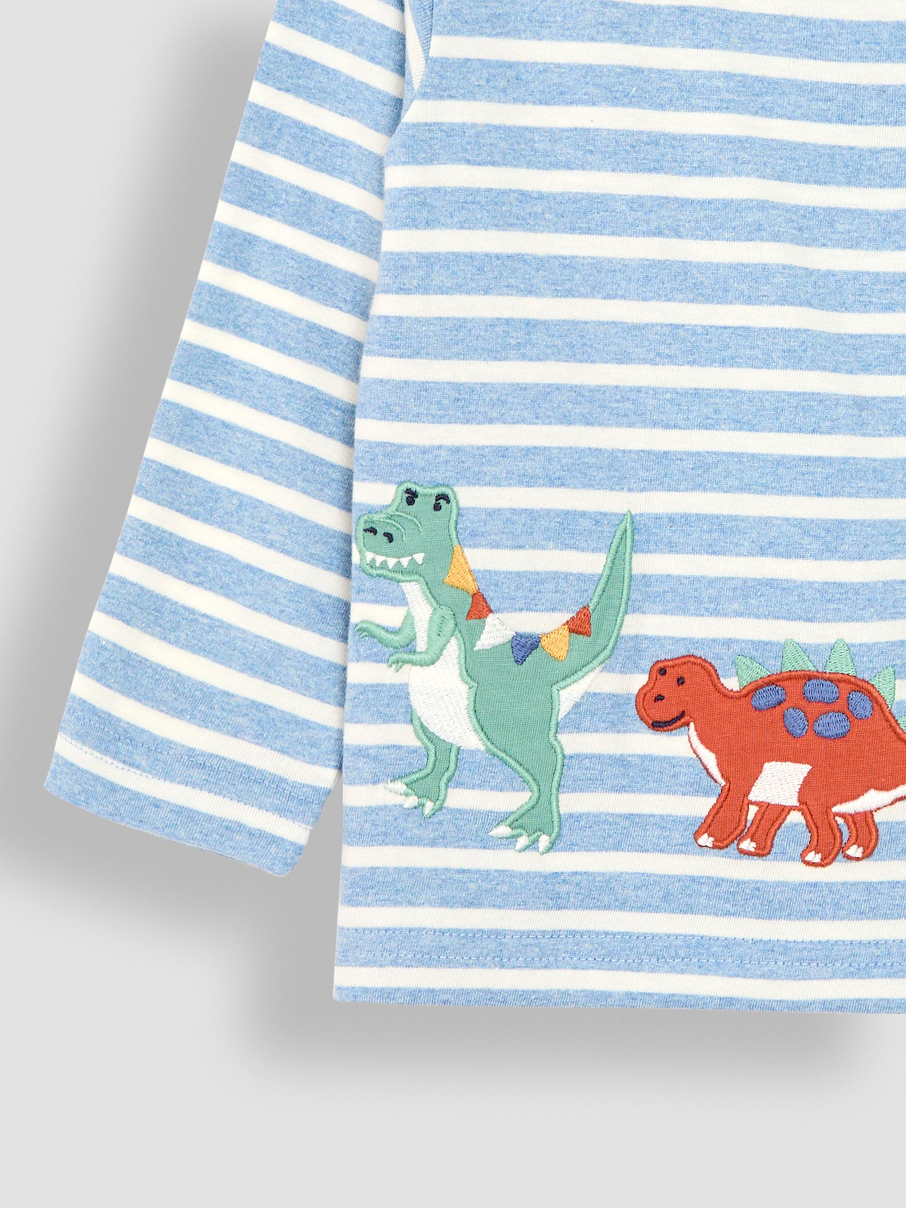 Blue Ecru Stripe Dinosaur Appliqué Border Top - Image 3 of 3
