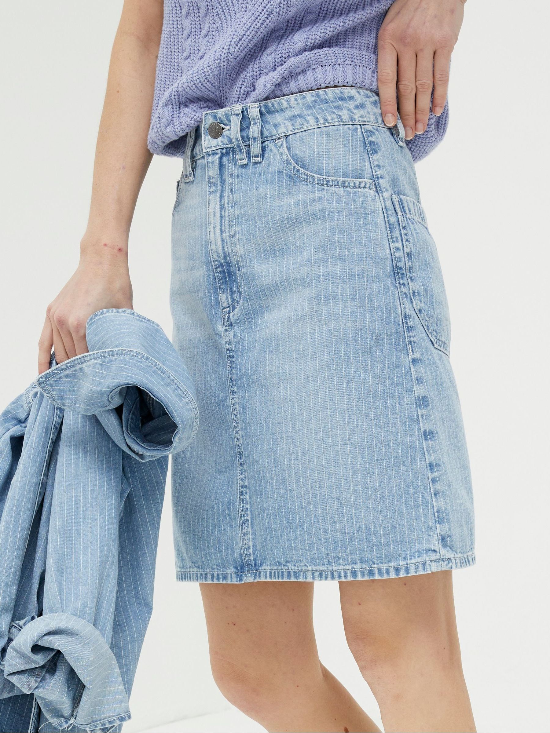 Stripe Denim Skirt