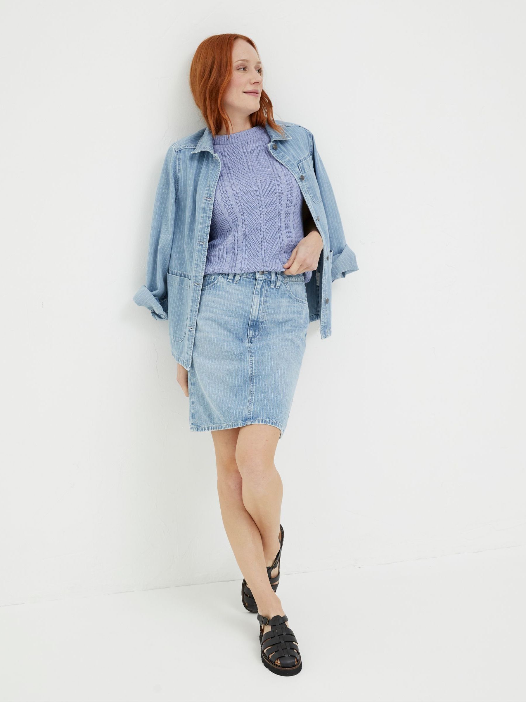 Athena Blue Stripe Denim Skirt - Image 3 of 5