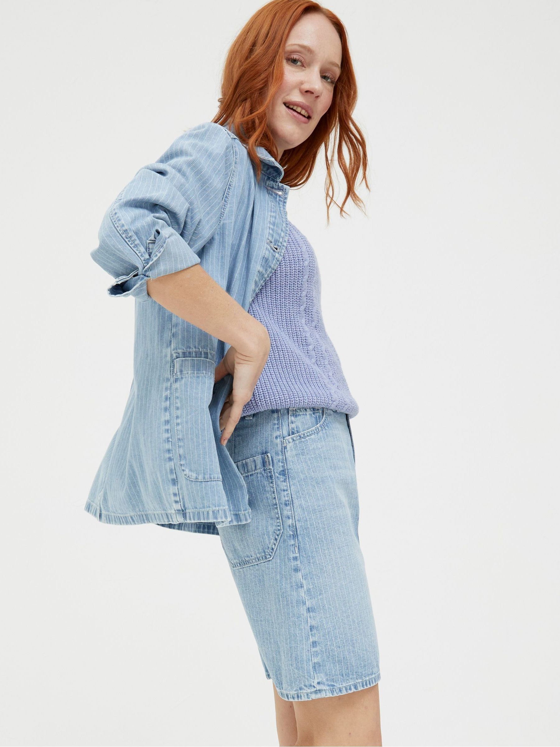Athena Blue Stripe Denim Skirt - Image 4 of 5
