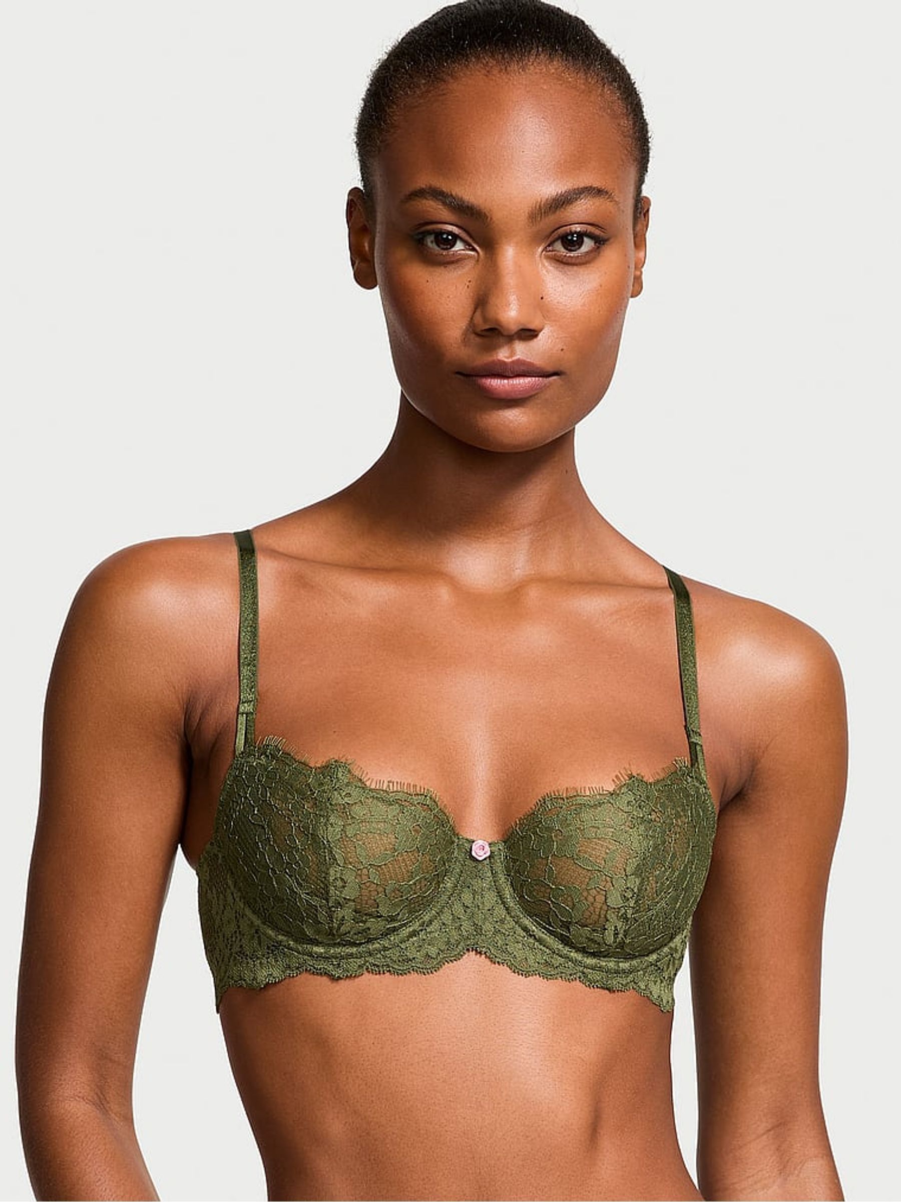 Woodland Green Lace Unlined Balcony Bra - Image 1 of 3