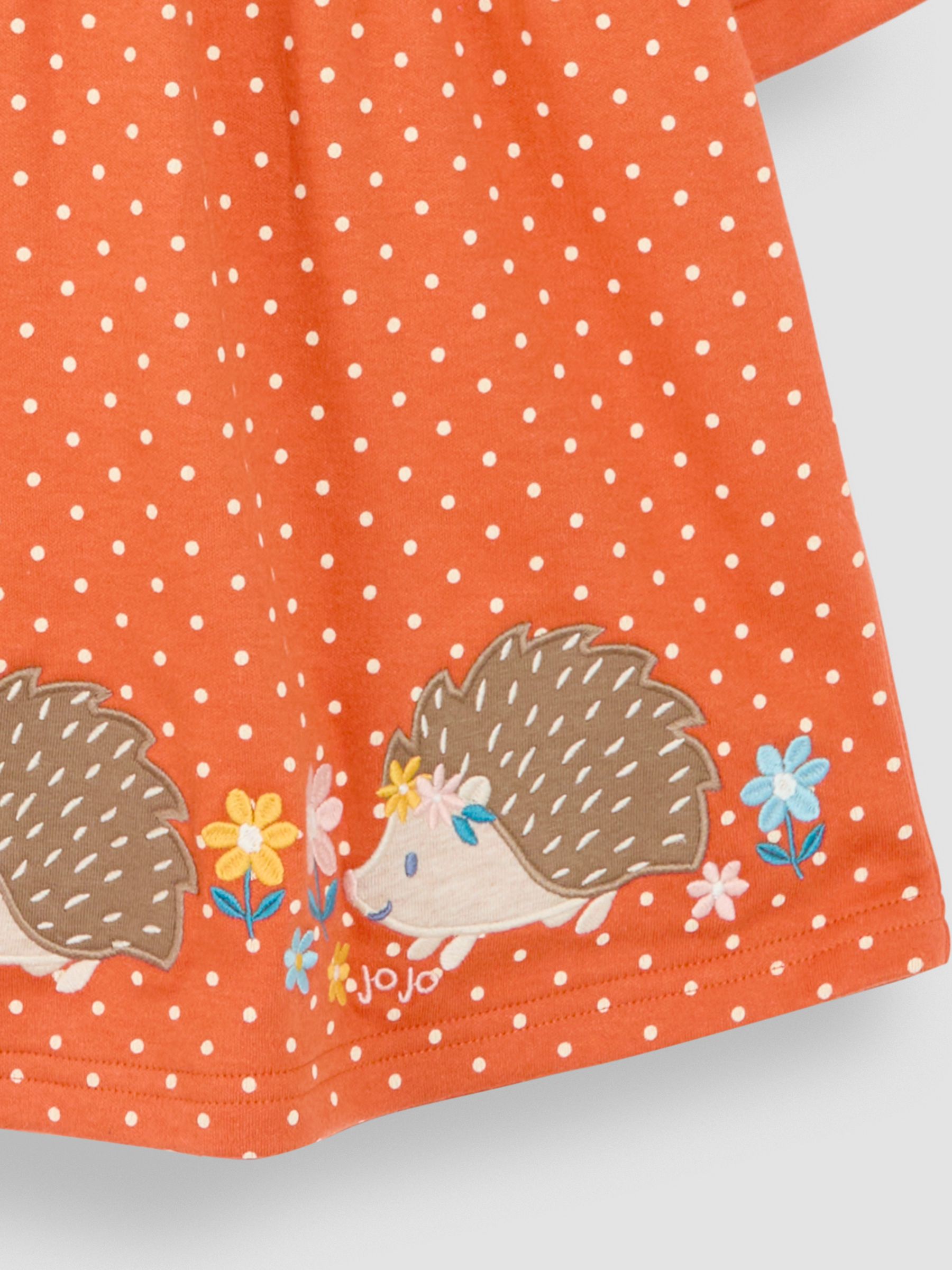 Rust Orange Hedgehog Appliqué Button Front Dress - Image 3 of 3