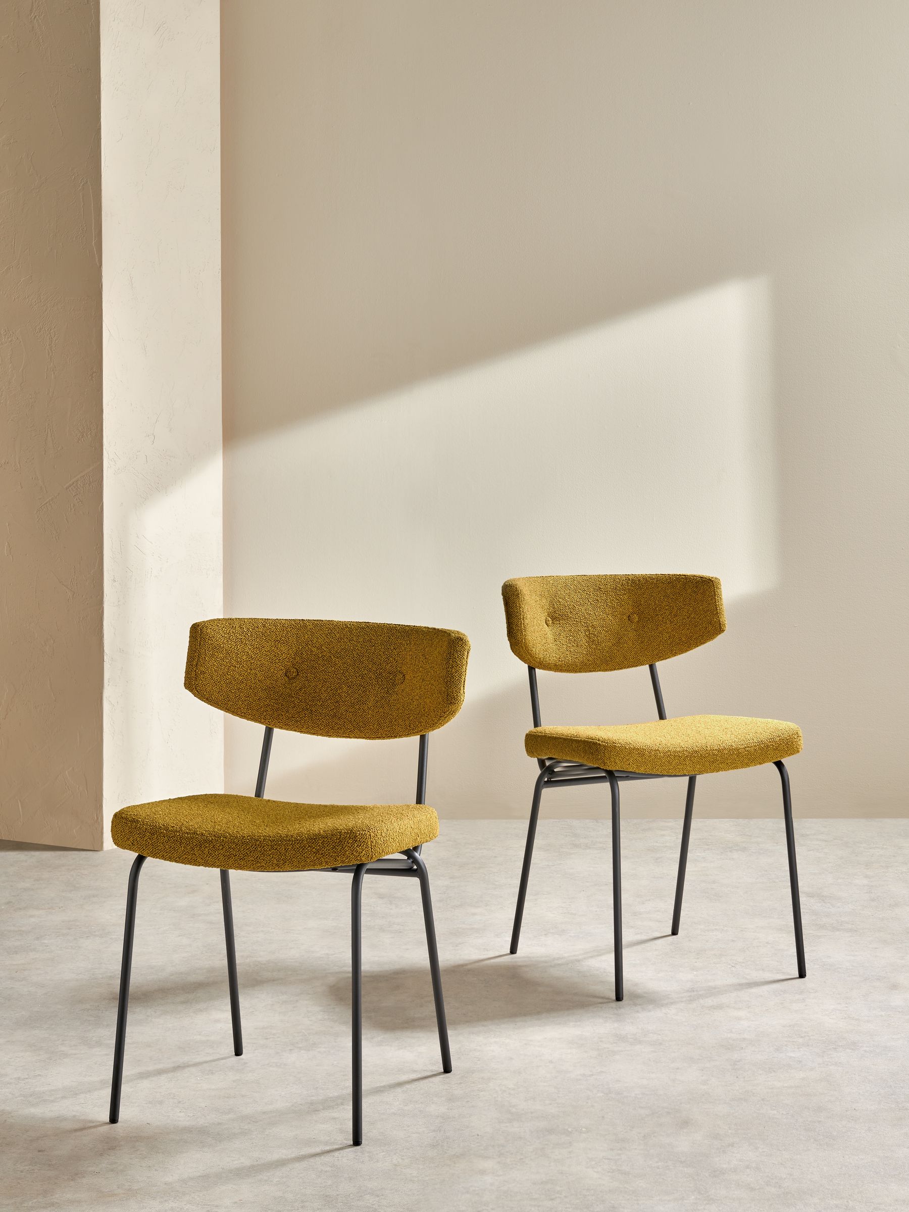 Set of 2 Halina Dining Chairs in Ochre Yellow Boucle - Image 2 of 4