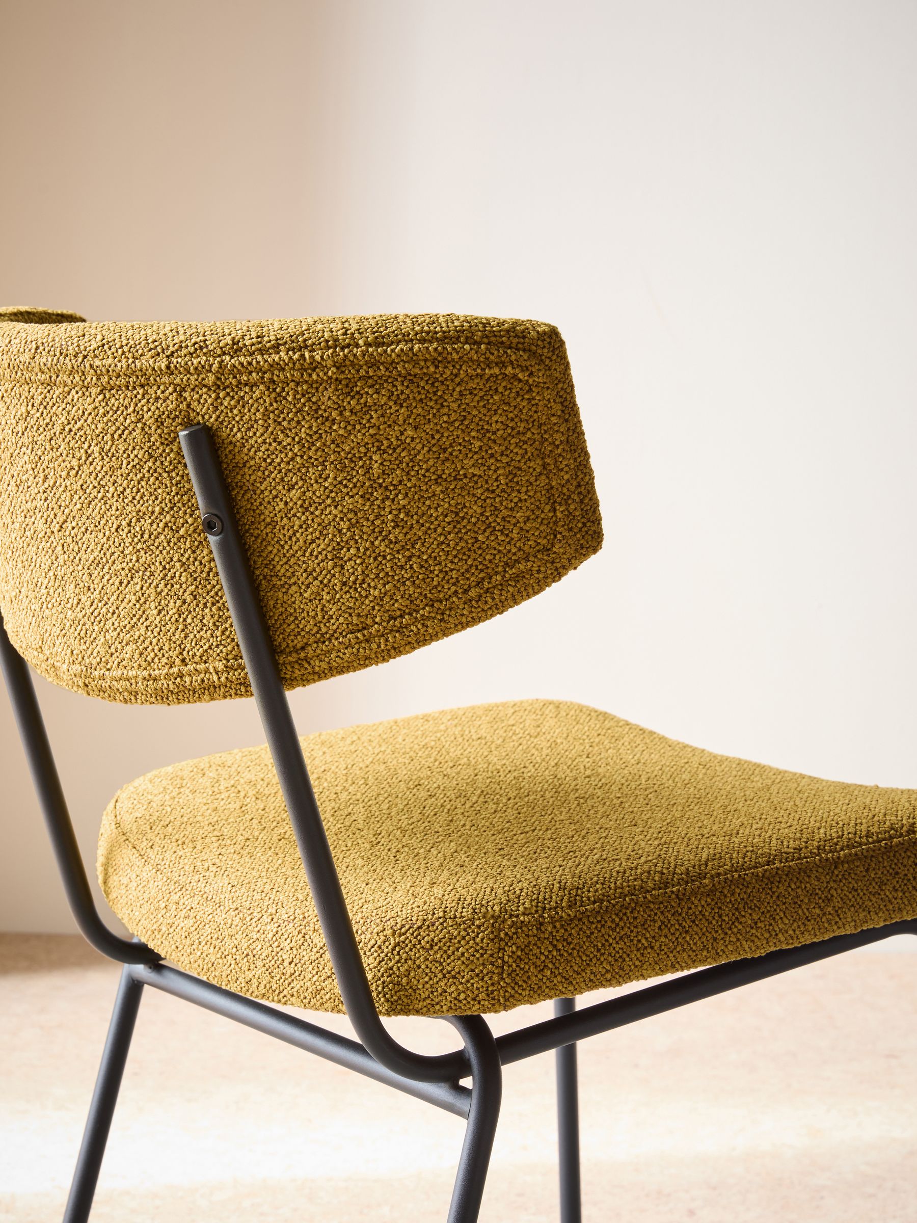 Set of 2 Halina Dining Chairs in Ochre Yellow Boucle - Image 3 of 4