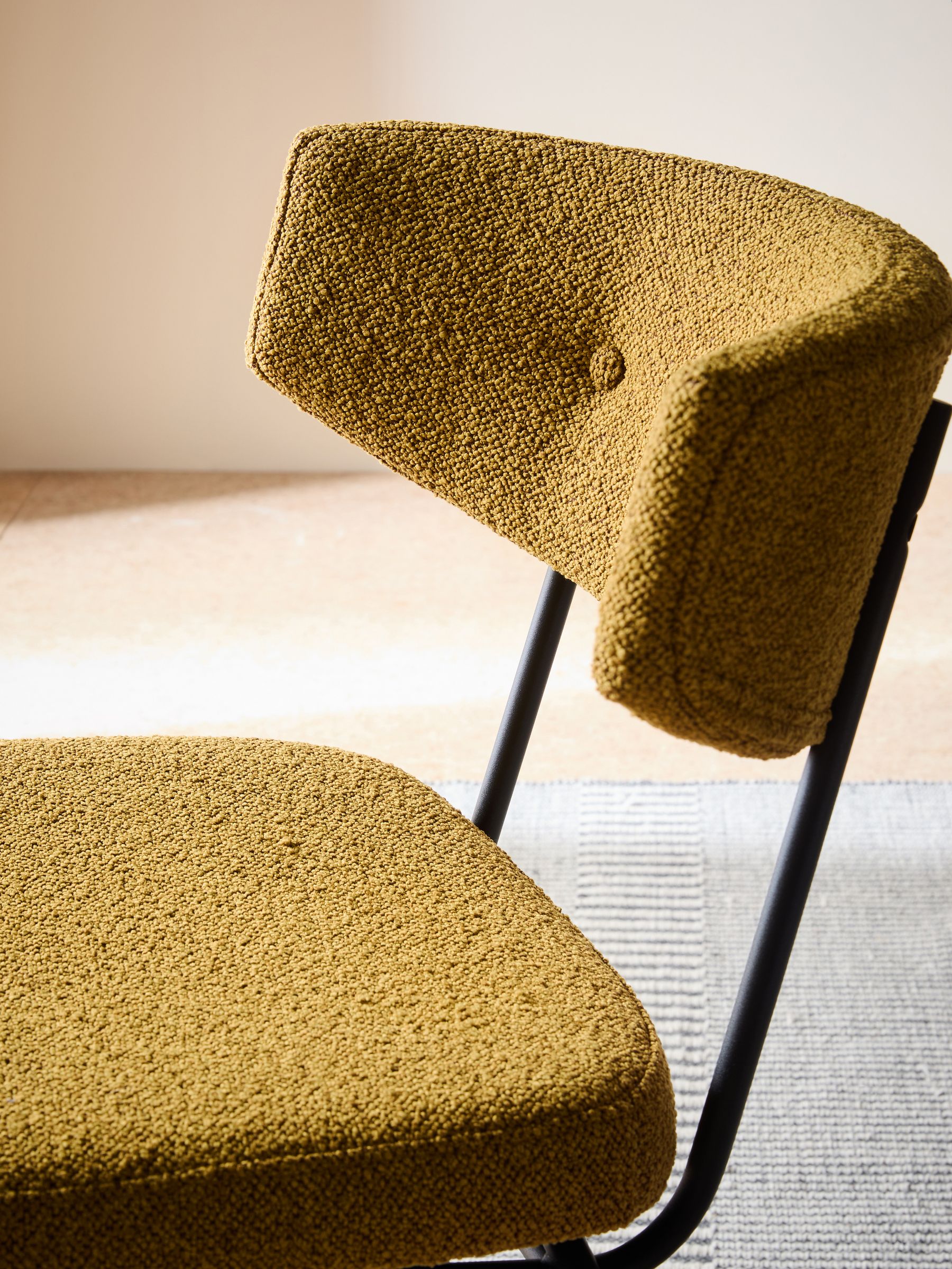 Set of 2 Halina Dining Chairs in Ochre Yellow Boucle - Image 4 of 4