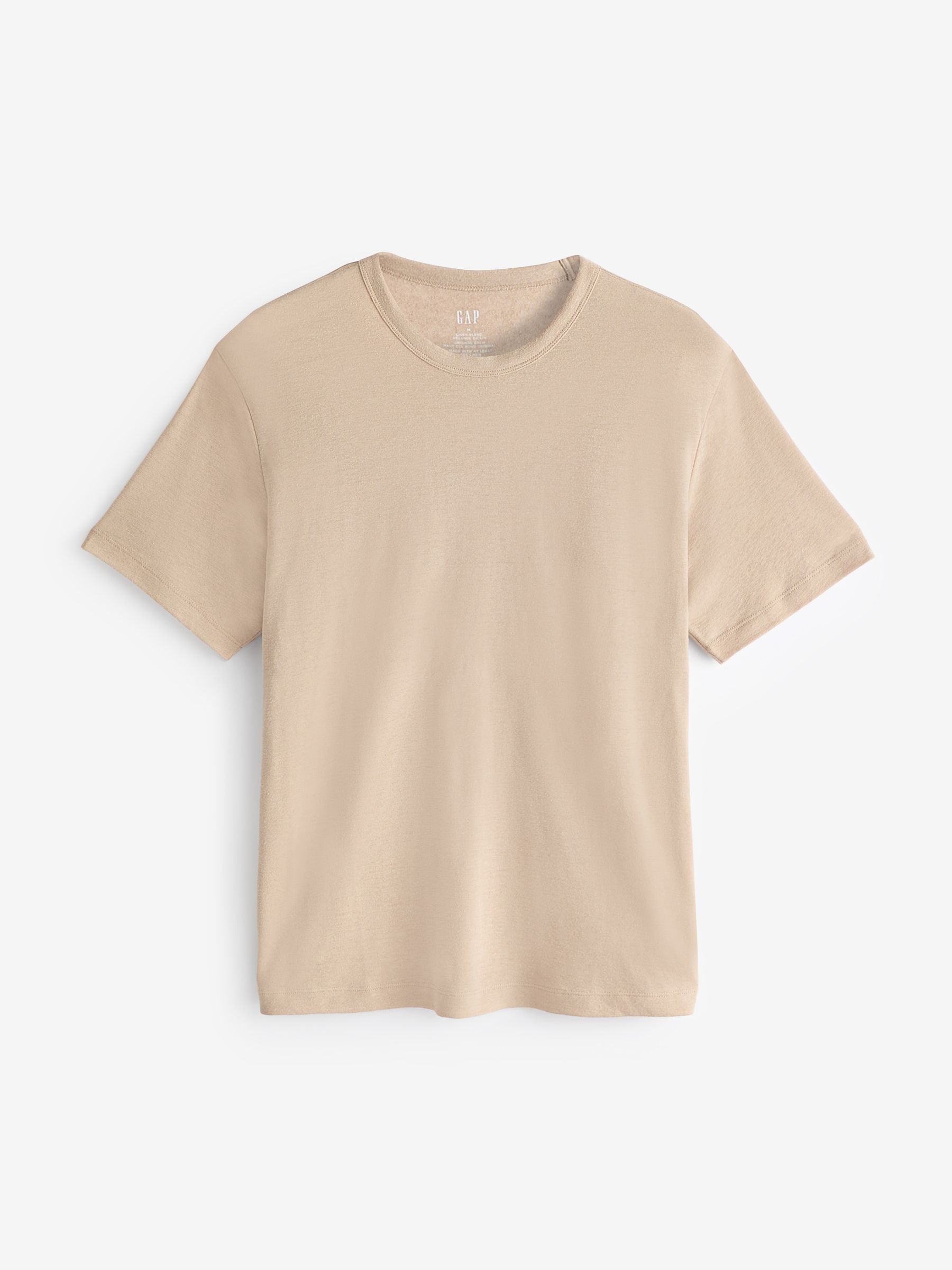 Neutral Linen Blend Short Sleeve T-Shirt - Image 1 of 3