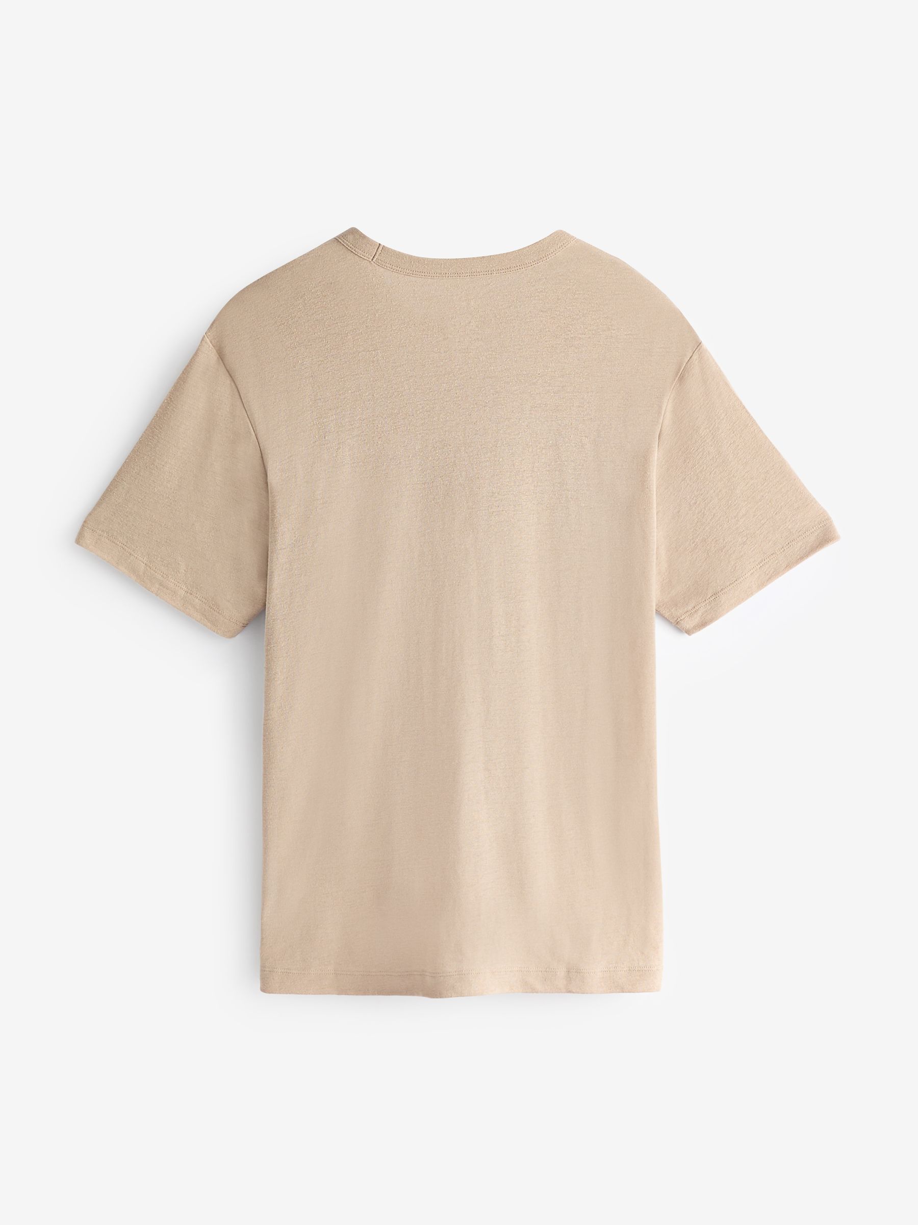 Neutral Linen Blend Short Sleeve T-Shirt - Image 2 of 3