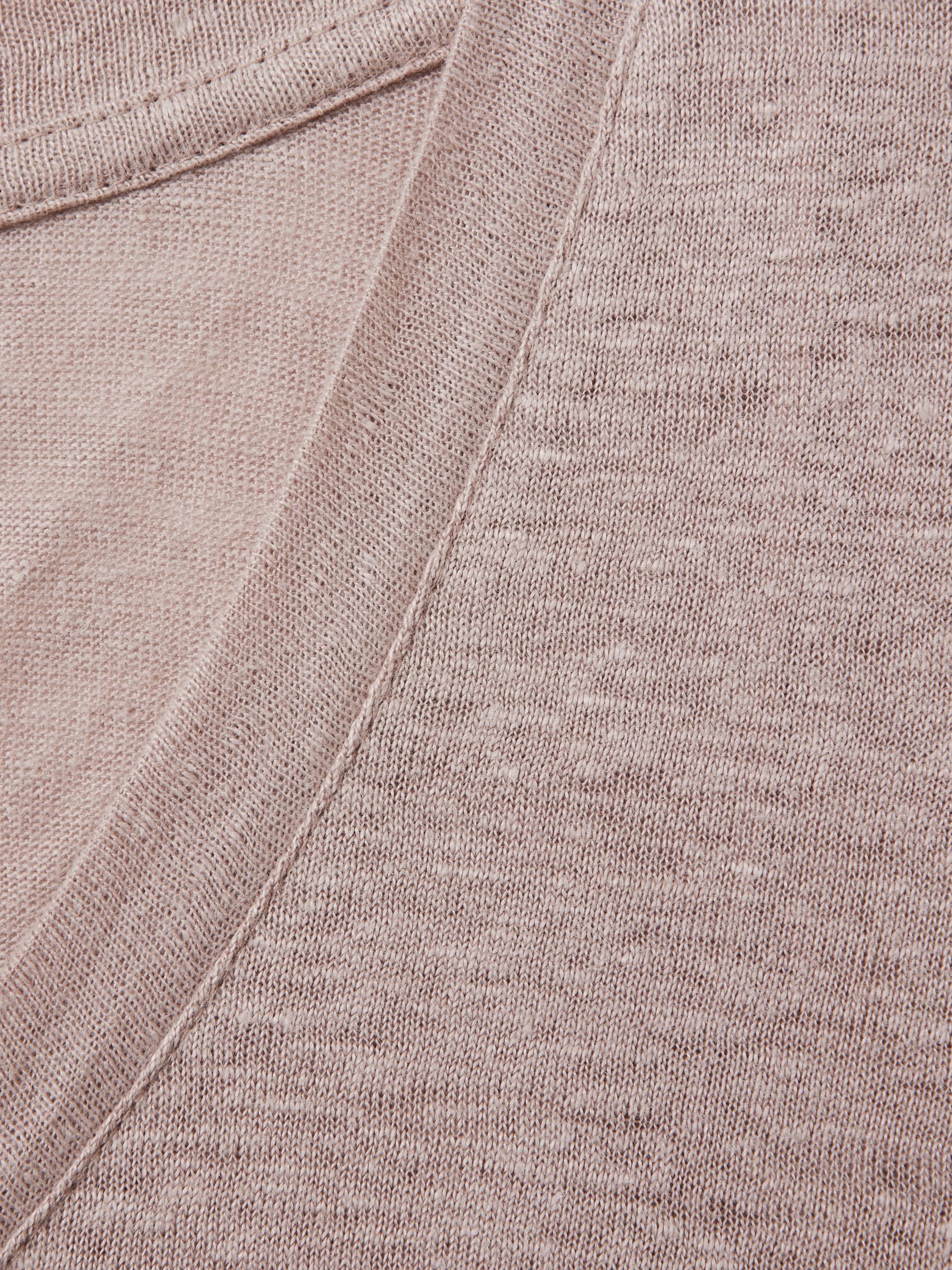 Marled Linen V Neck T-Shirt in Mink - Image 6 of 6