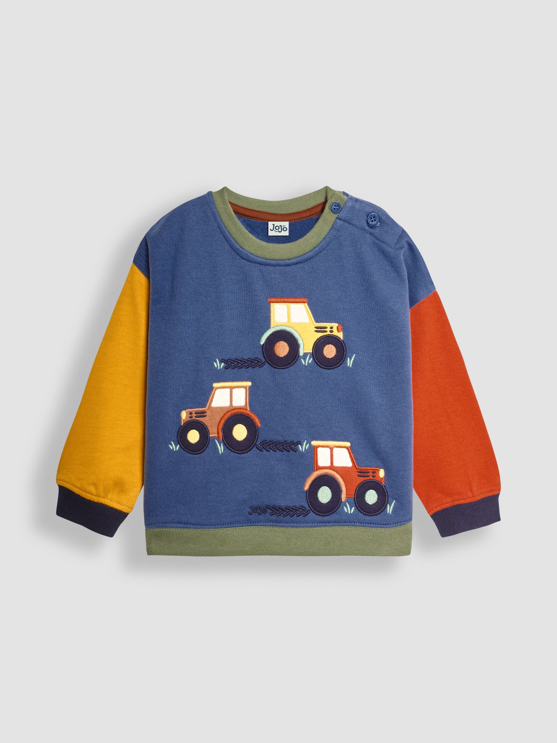 Denim Blue Tractor Colour Block Appliqué Sweatshirt & Jogger Set - Image 4 of 6