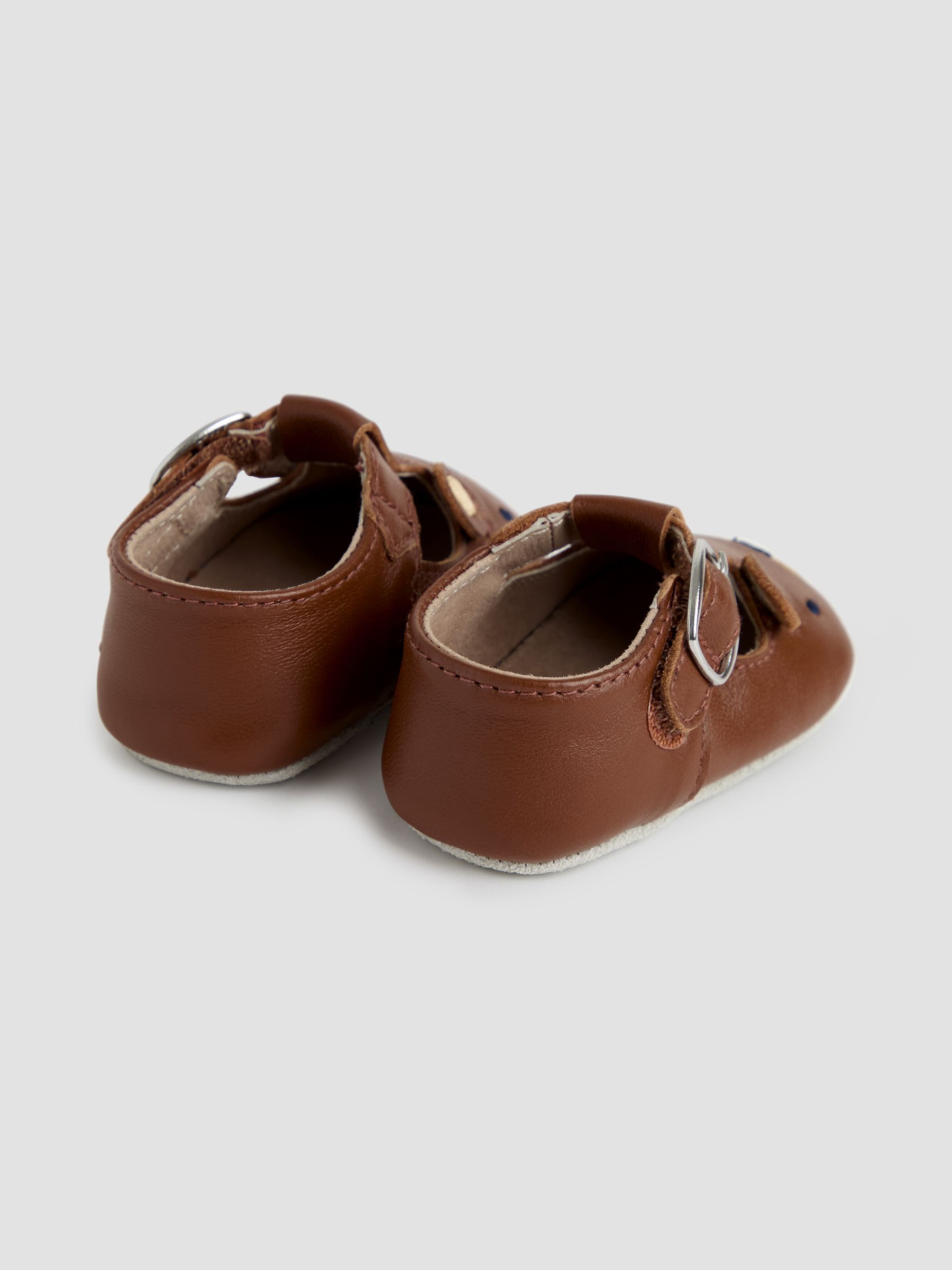 Brown Classic Leather Bear Pre Walker Shoes - Image 2 of 4