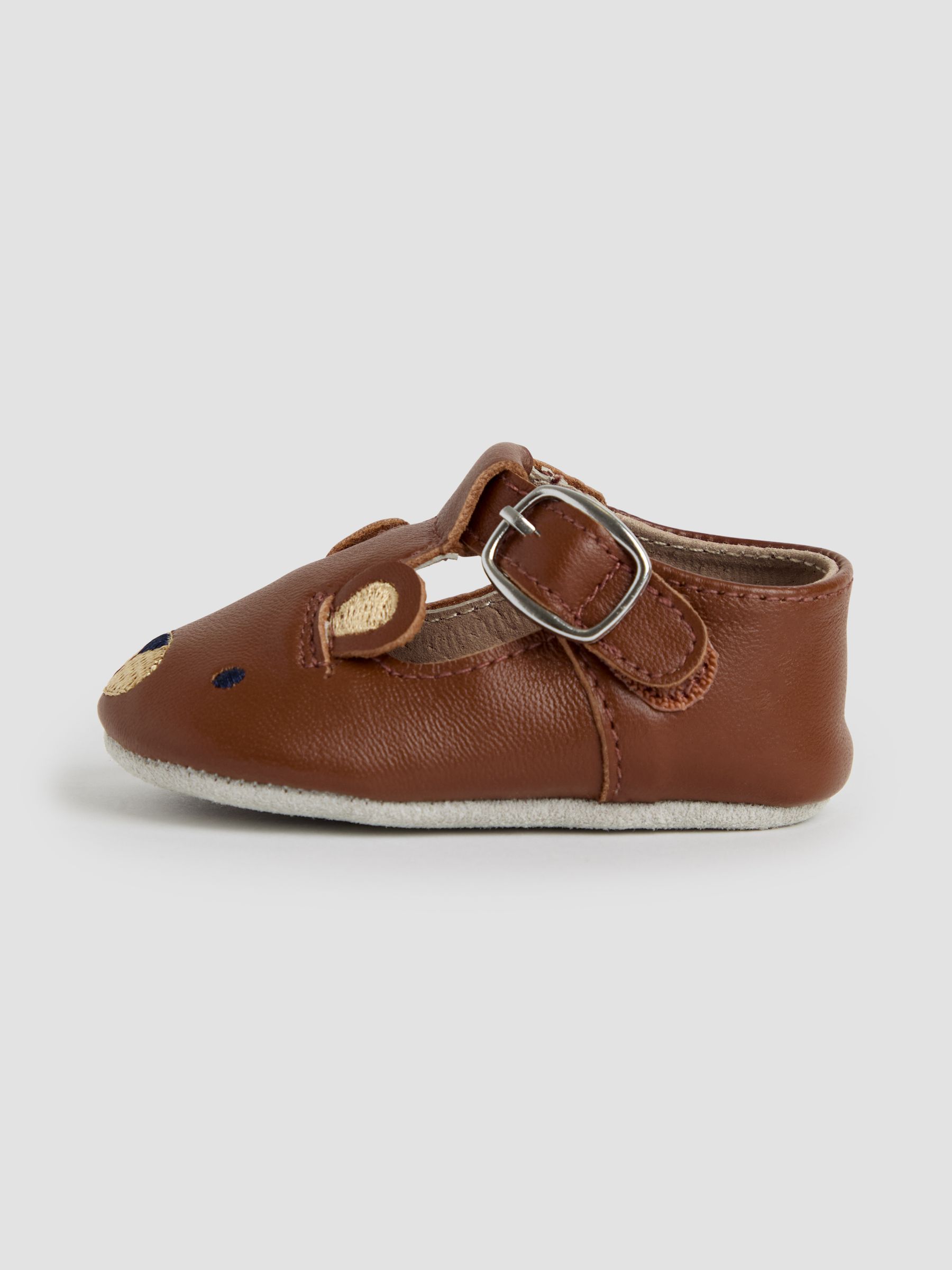 Brown Classic Leather Bear Pre Walker Shoes - Image 4 of 4