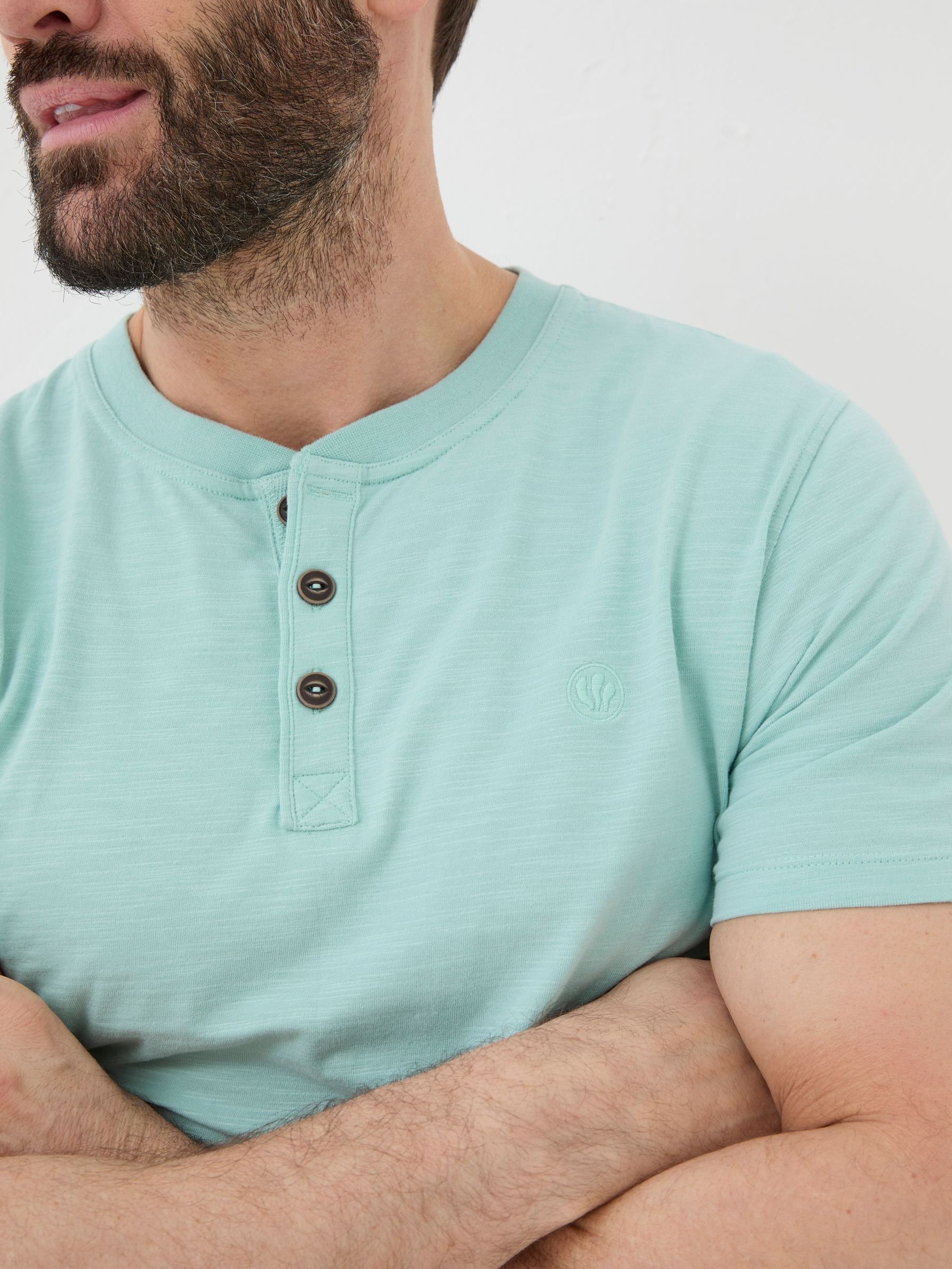 Blue Woodside Slub Henley T-Shirt - Image 4 of 5