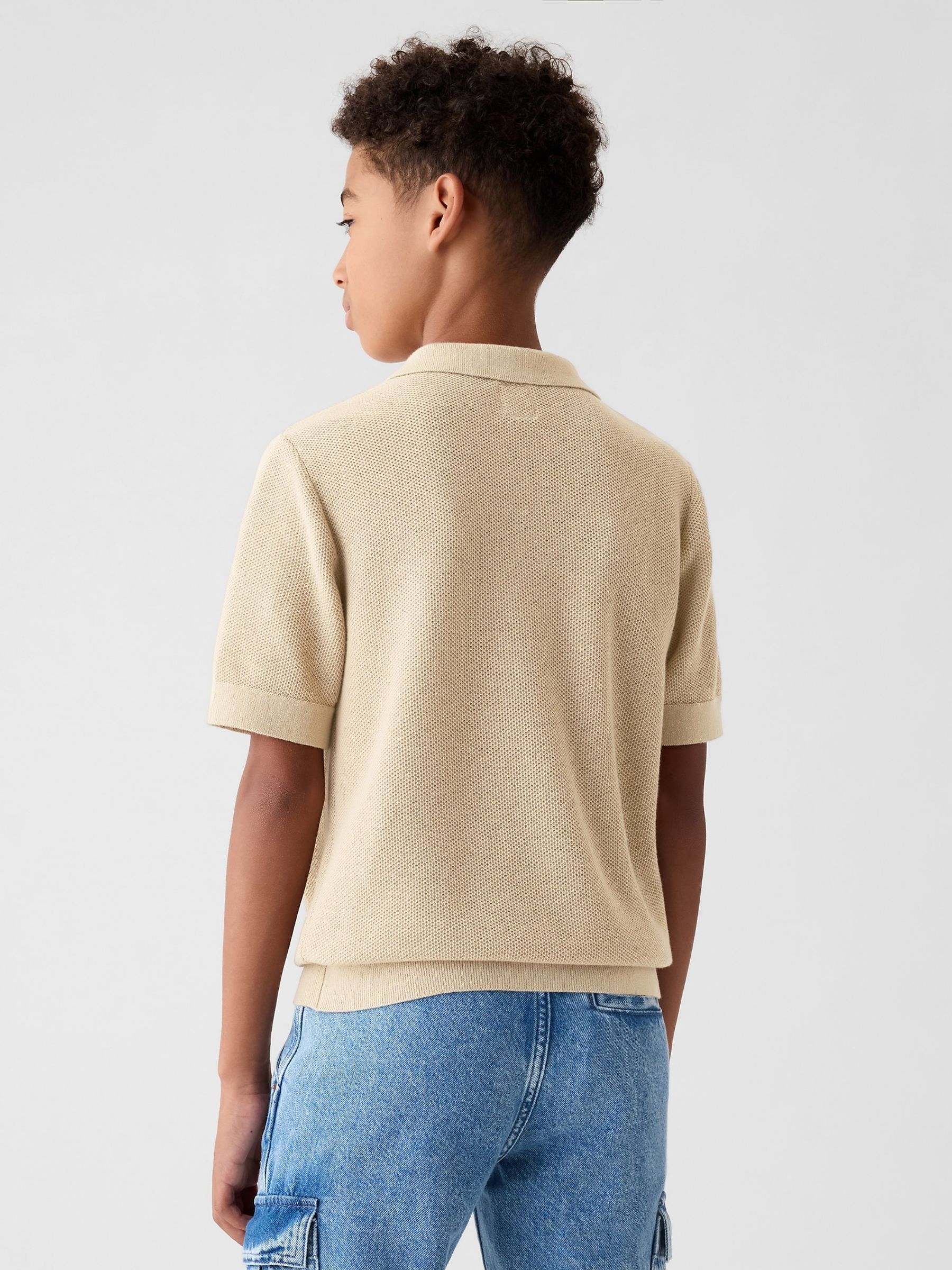 Beige Textured Polo Shirt (4-13yrs) - Image 2 of 5